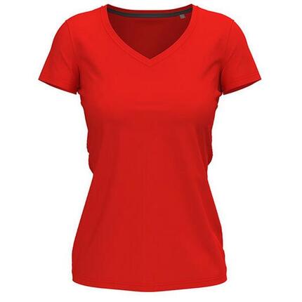 Dames Stretch V Hals Tshirt (Leisteen Grijs Effen)