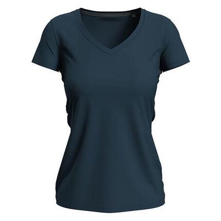 Dames Stretch V Hals Tshirt (Leisteen Grijs Effen)