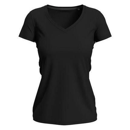 Dames Stretch V Hals Tshirt (Leisteen Grijs Effen)