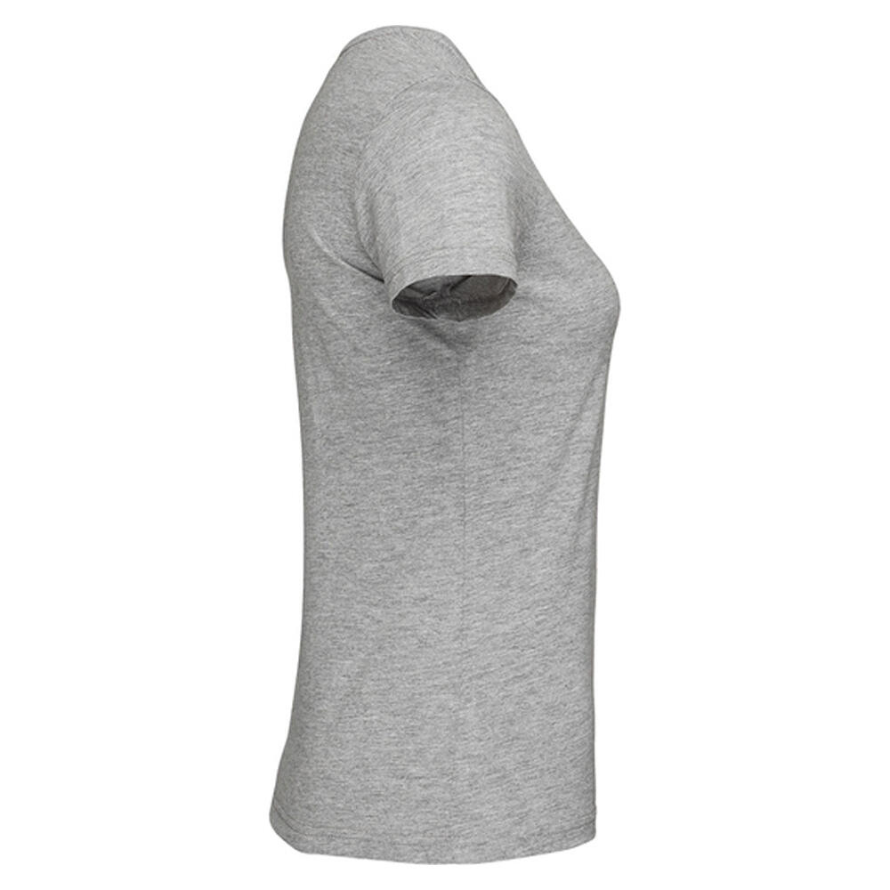 T-Shirt clássica com decote em V para senhora/senhora (Cinza Heather) 3/3