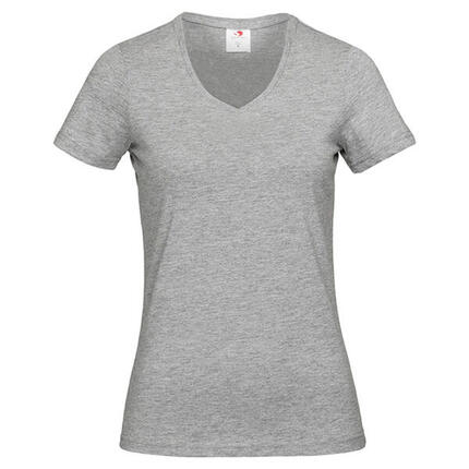 Dames V Hals Klassiek TShirt (Grijze Heide)