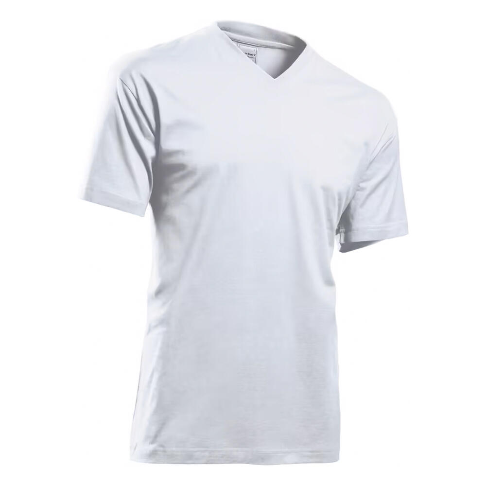 T-Shirt clássica com decote em V unissexo para adultos (Branco) 2/2