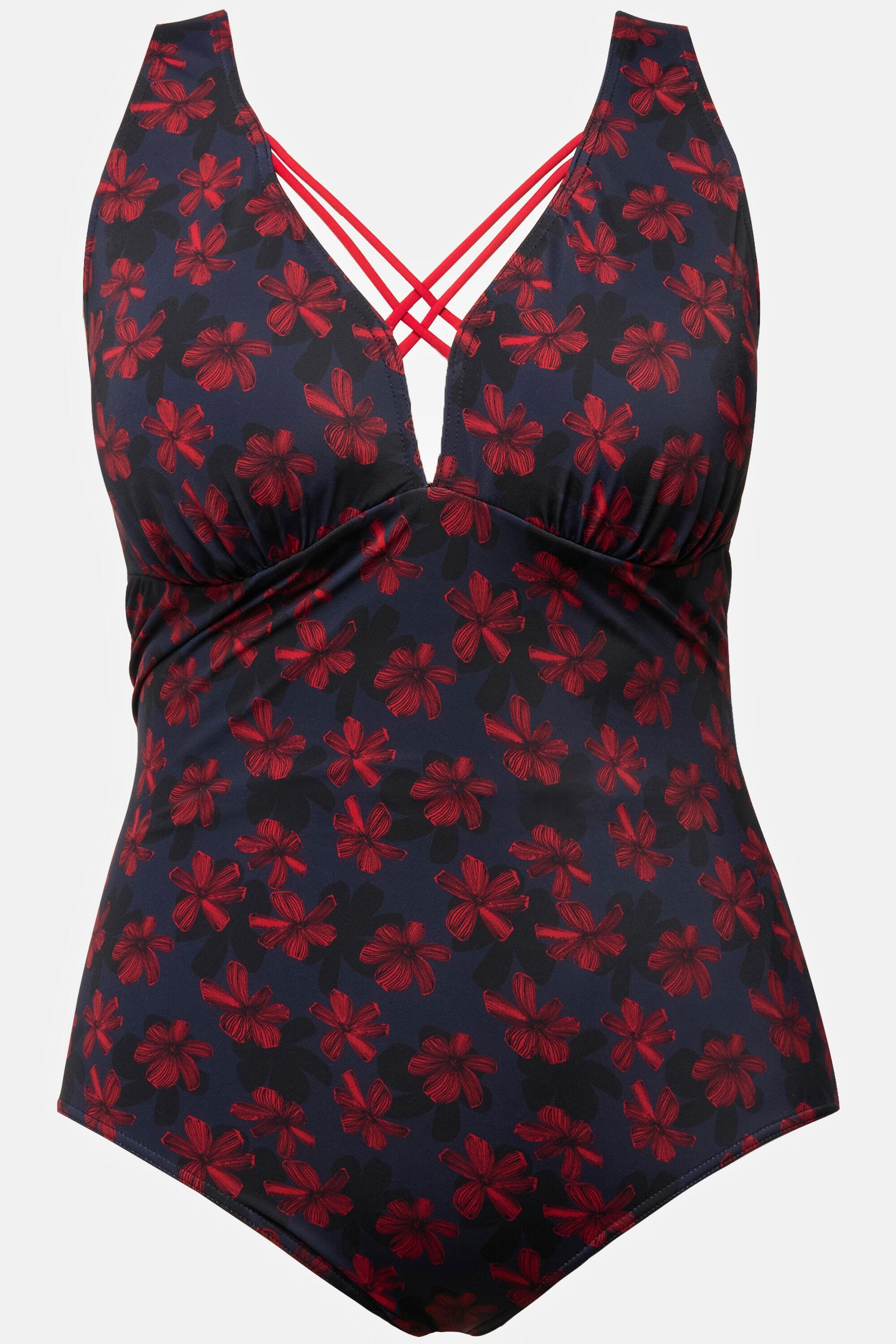 Femme Maillot de bain à fleurs. Bubans fantaisie et bonnets souples 5/6