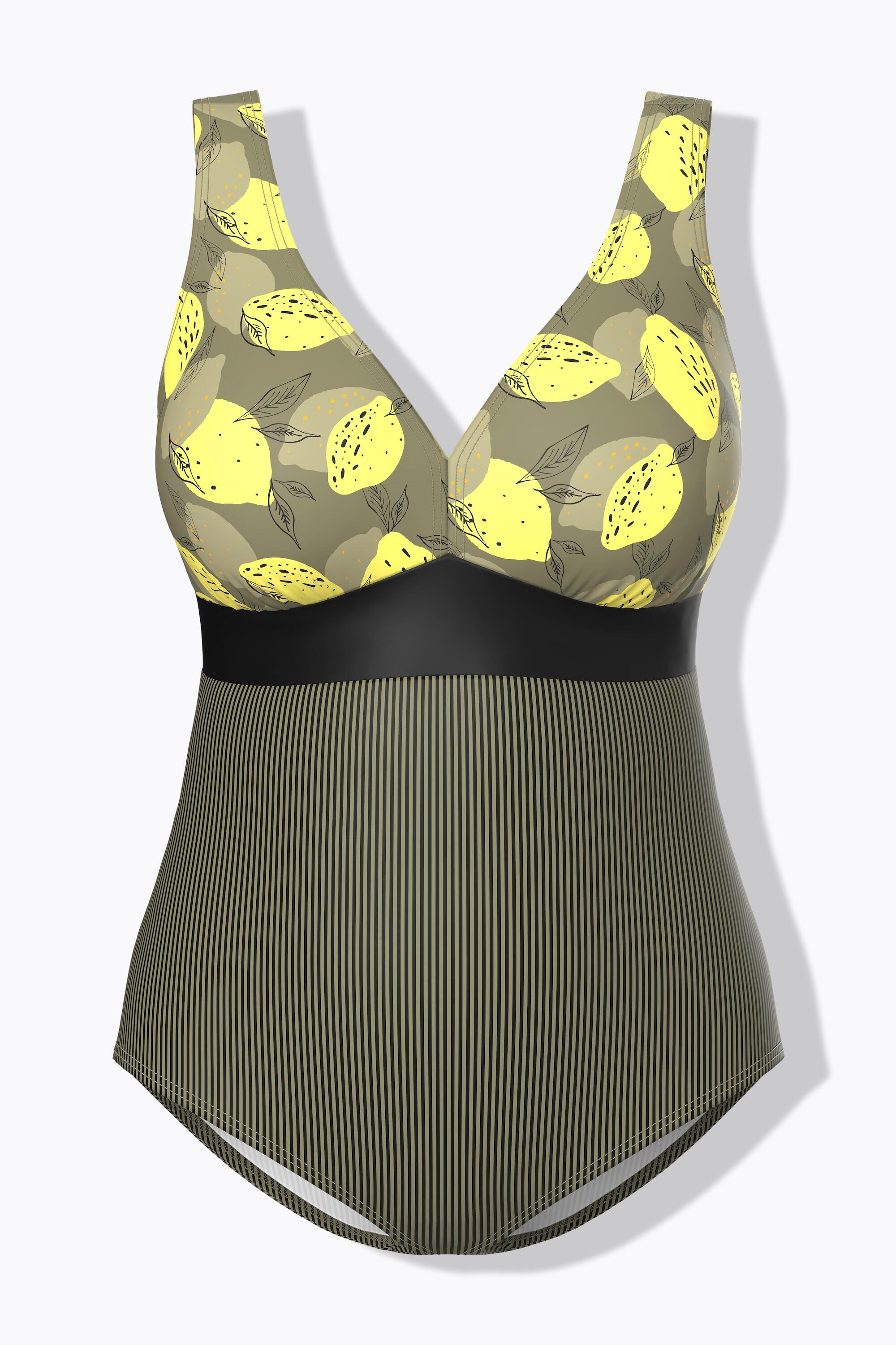 Femme Maillot de bain à bonnets souples. Motifs citrons et bande 7/7