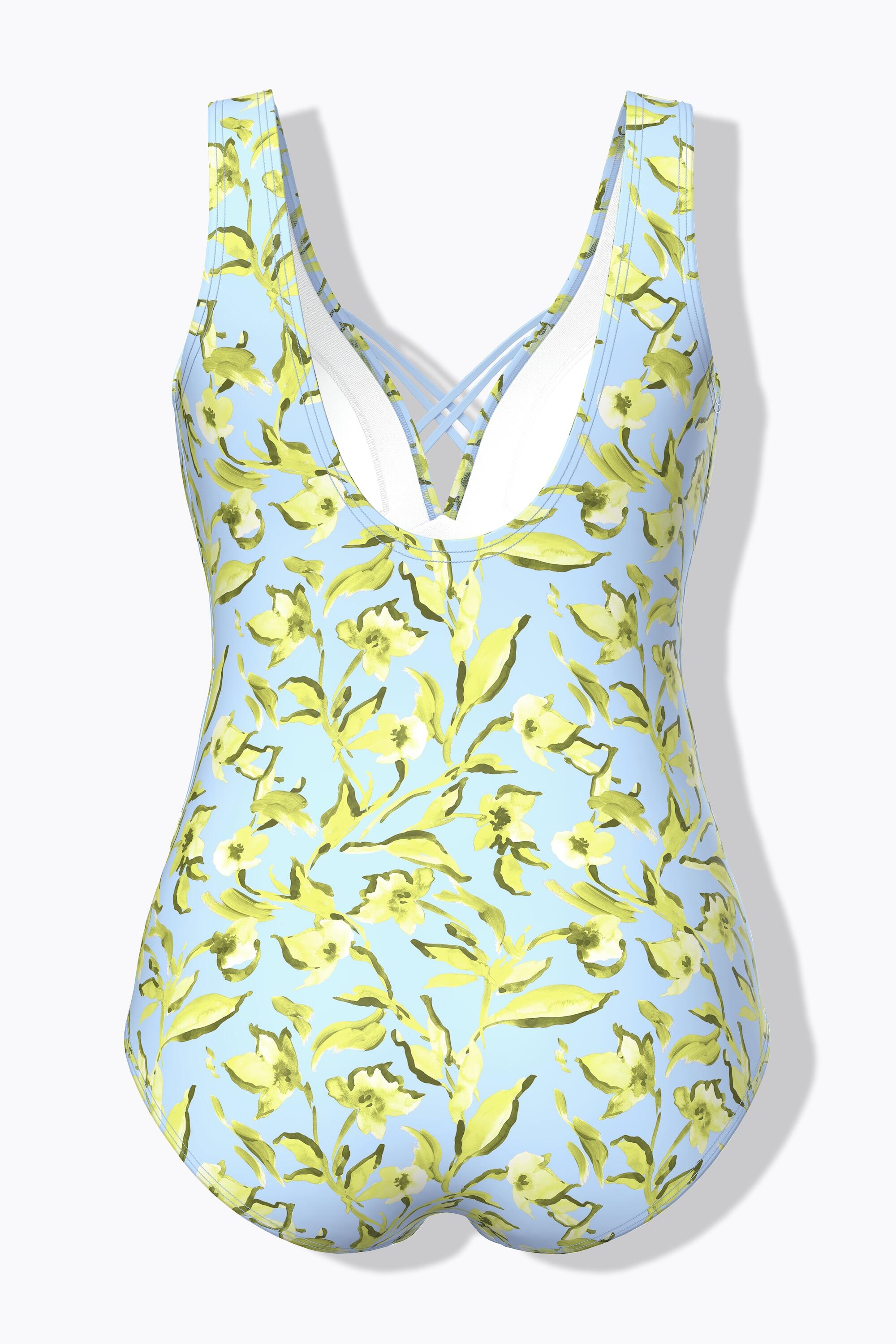 Femme Maillot de bain à bonnets souples cordons fantaisie et motif fleurs 7/7