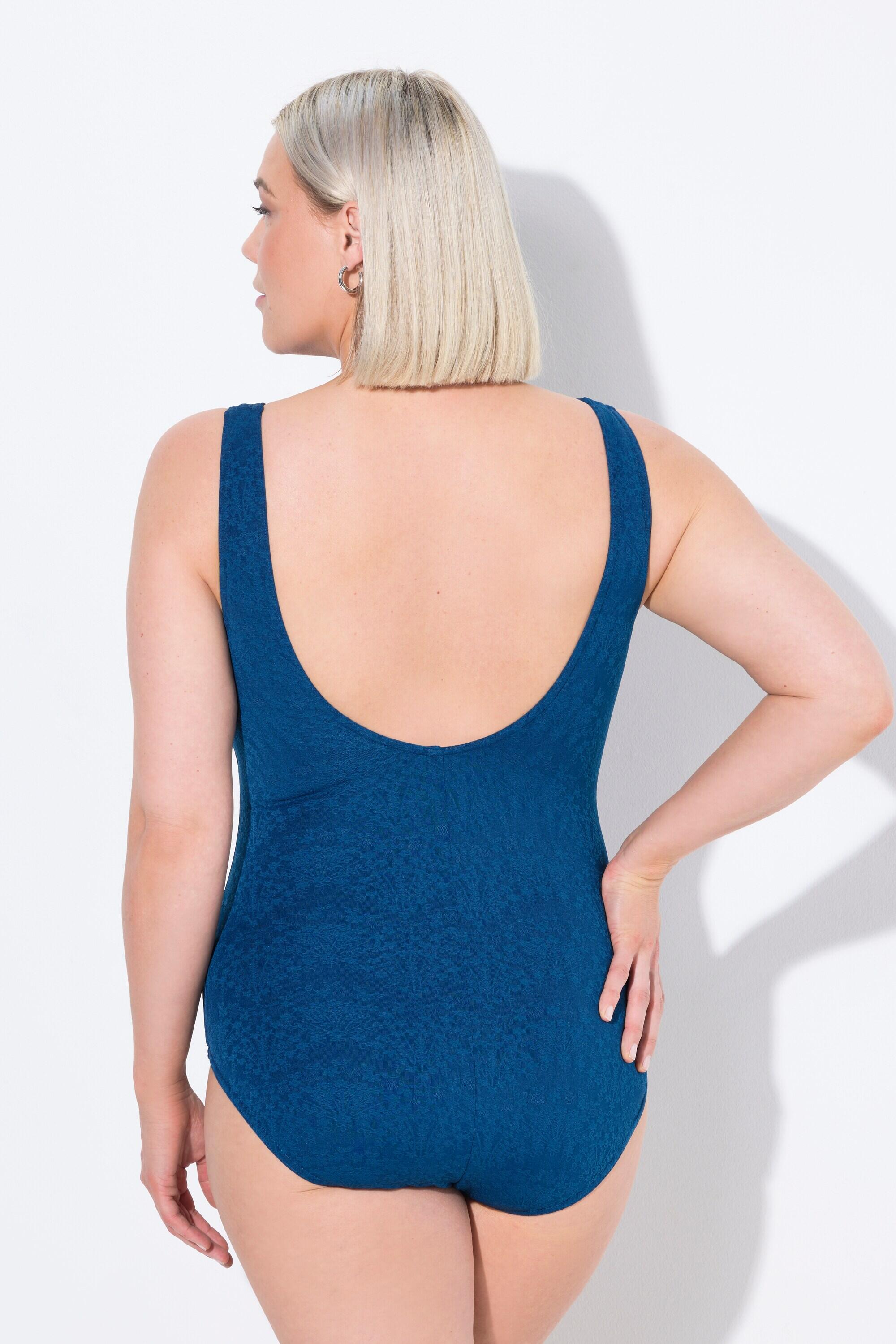 Femme Maillot de bain motif paons. Sans bonnets souples. Décolleté rond 2/7