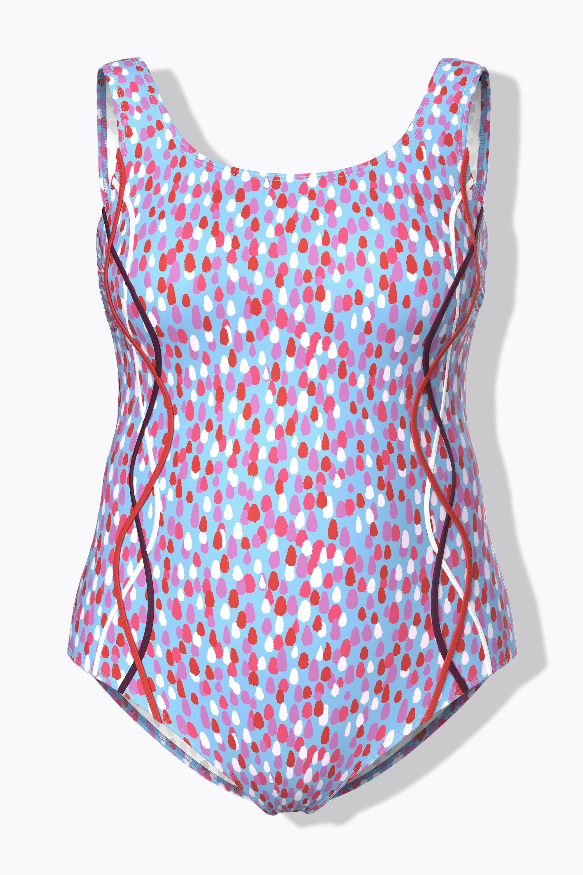 Femme Maillot de bain à pois. Sans bonnets souples. Passepoils 6/7