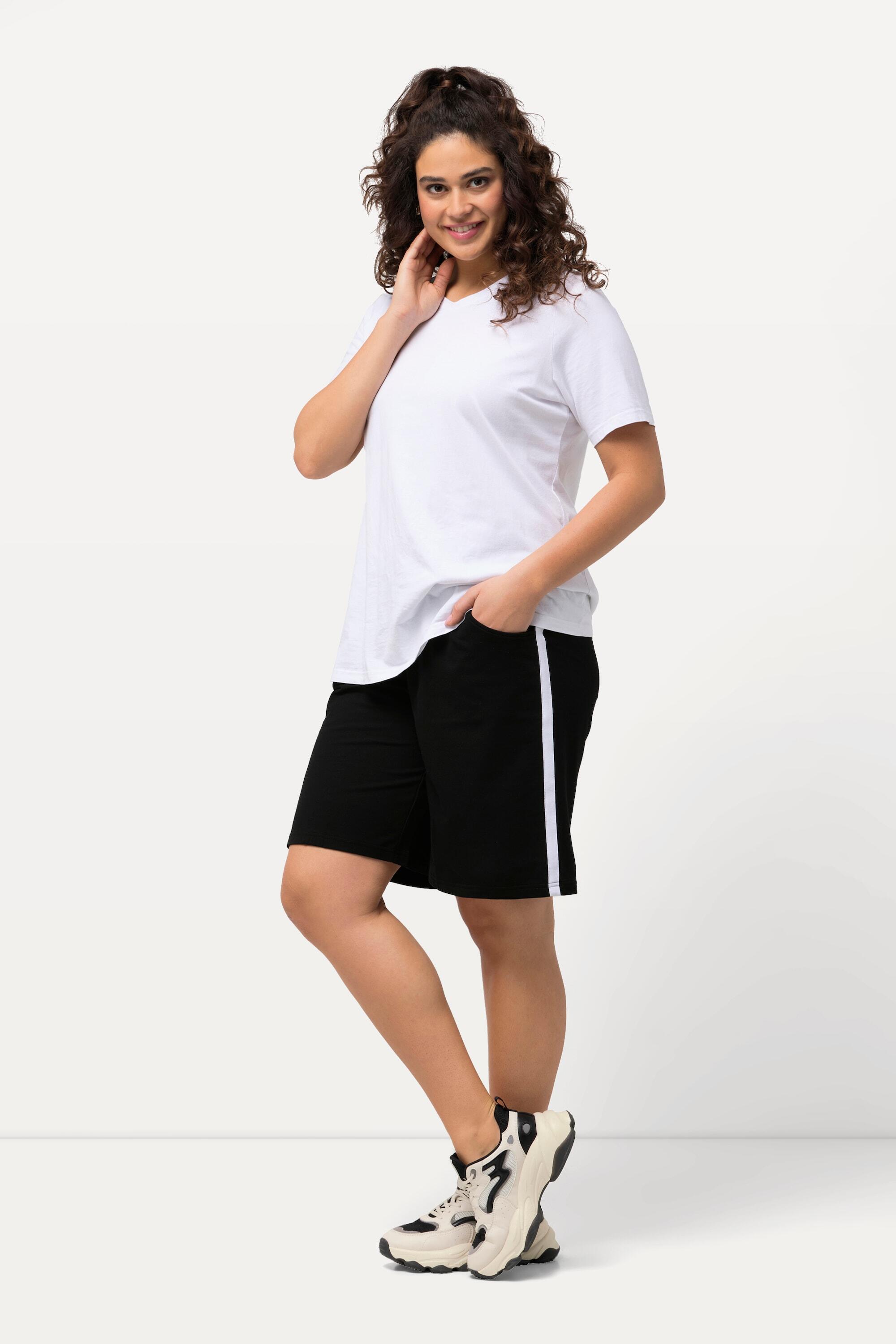 Dames Jersey short wijde pijp elastische tailleband strikbandje 4/5