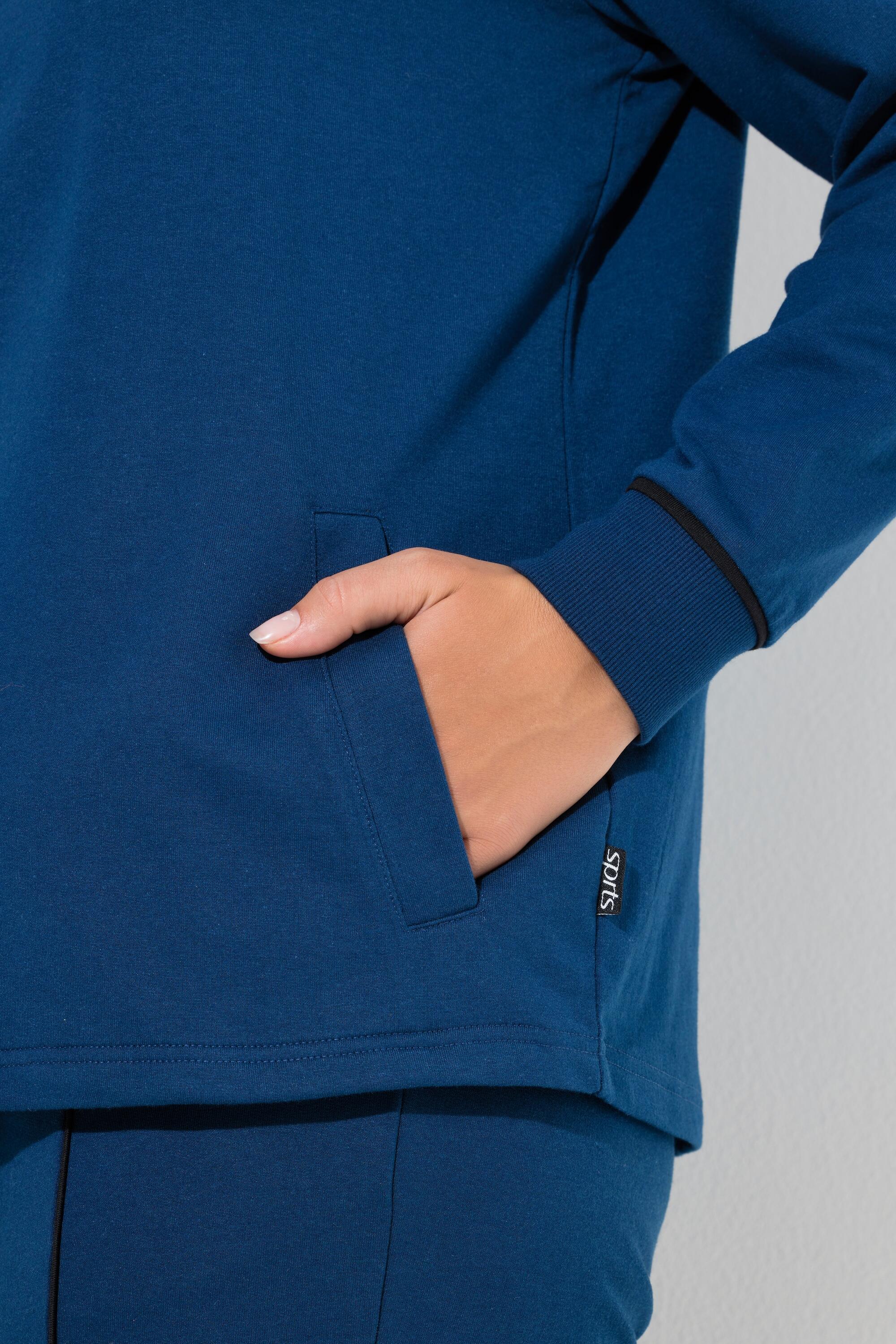 Dames Sweatvest geribbelde inzetstukken opstaande kraag lange mouw 4/7