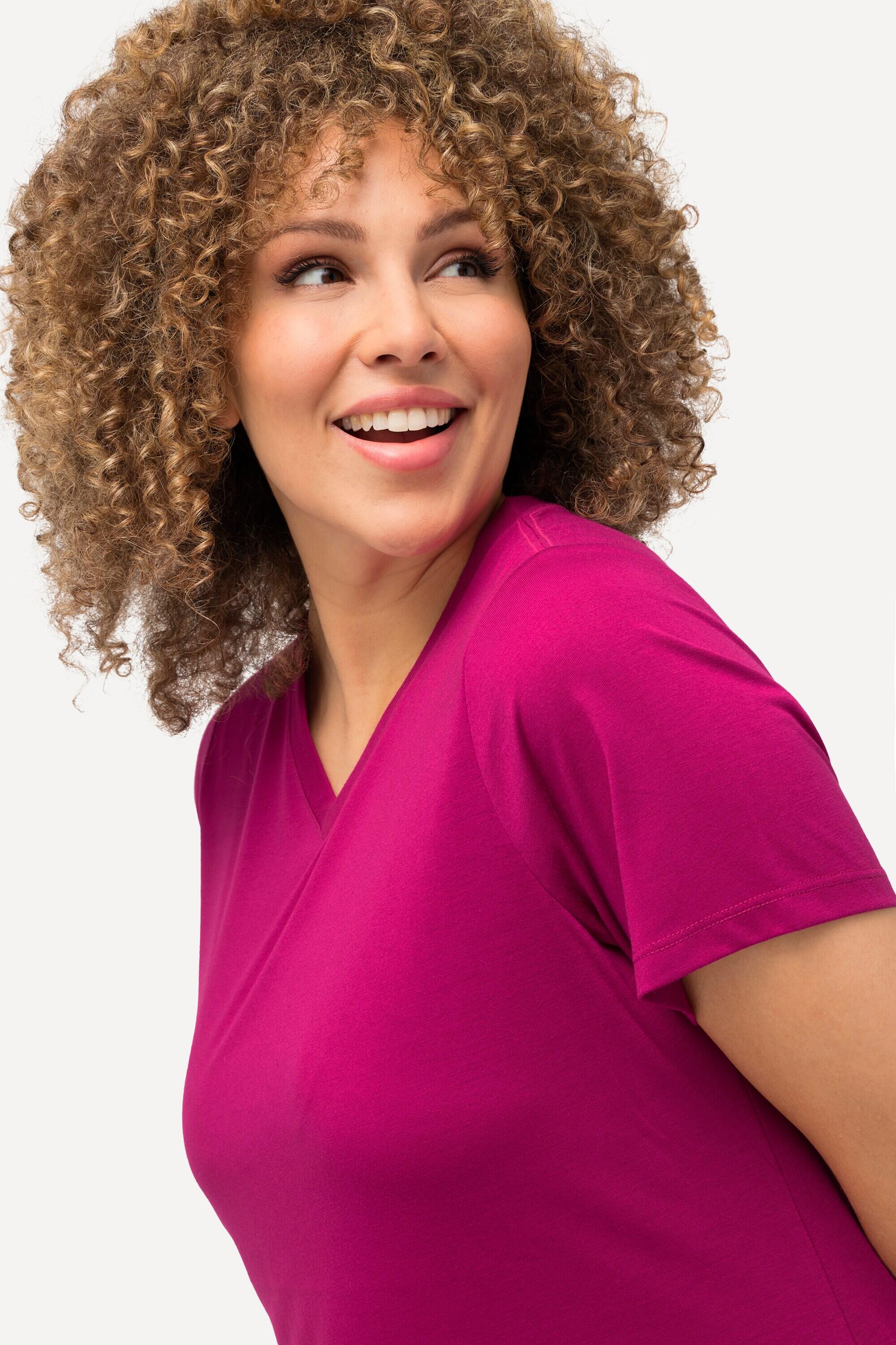Femme T-shirt technique antibactérien décolleté en V et manches courtes 3/5