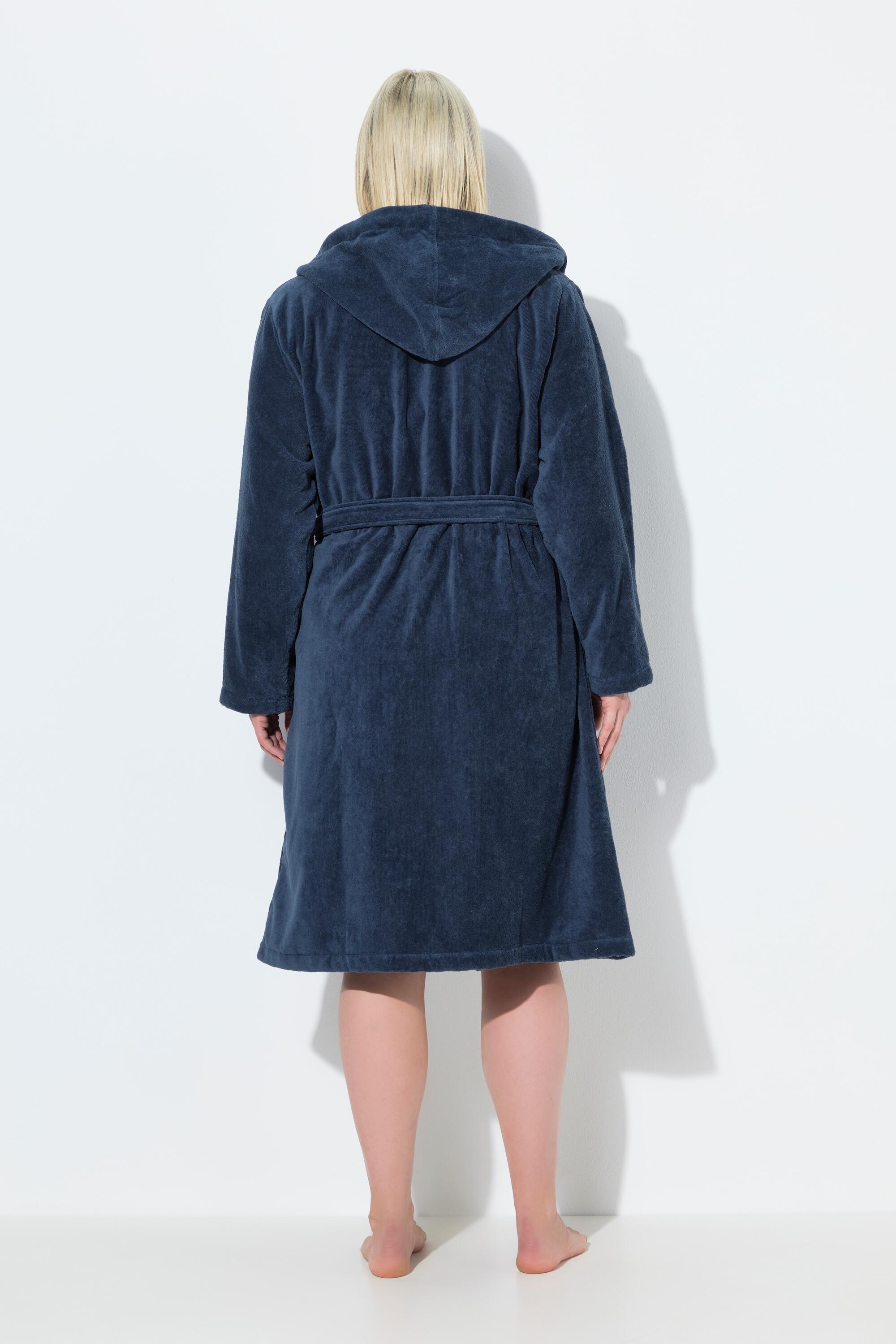 Femme Peignoir à capuche en éponge ceinture et coupe évasée 2/7