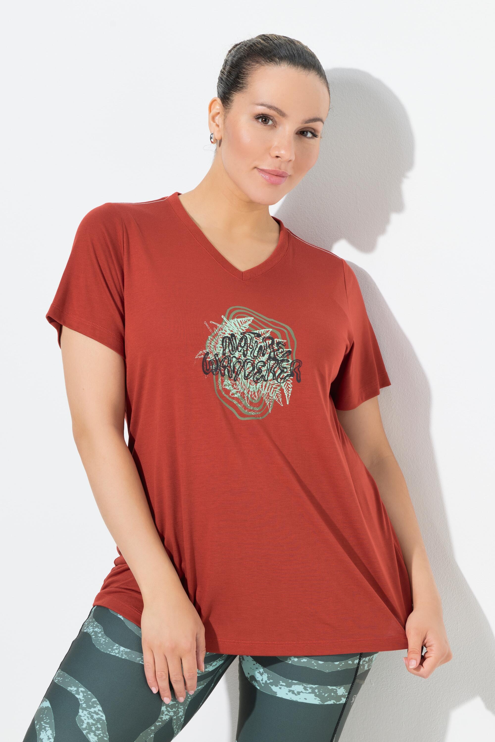 Femme T-shirt technique antibactérien décolleté en V et manches courtes 5/6
