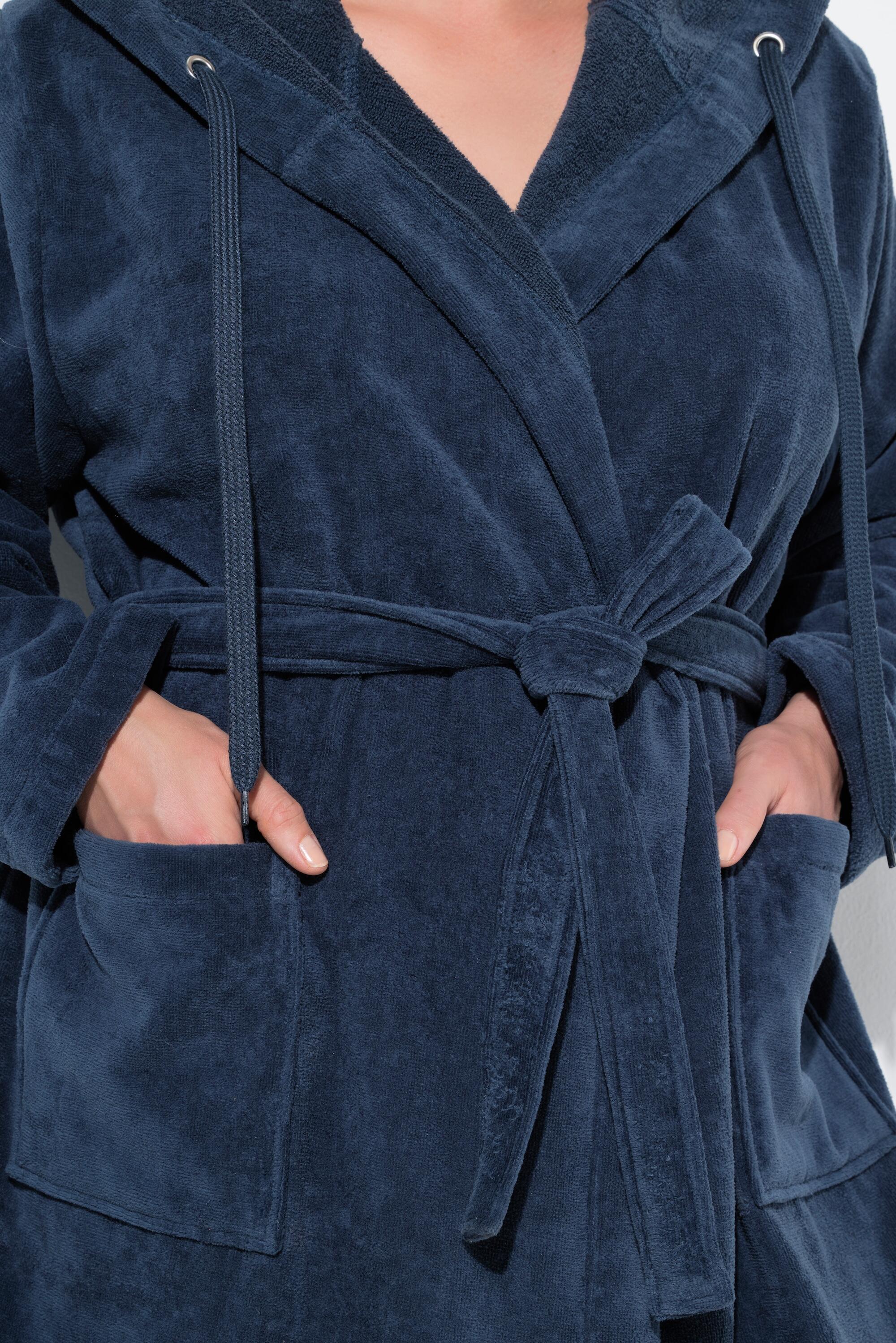 Femme Peignoir à capuche en éponge ceinture et coupe évasée 3/7
