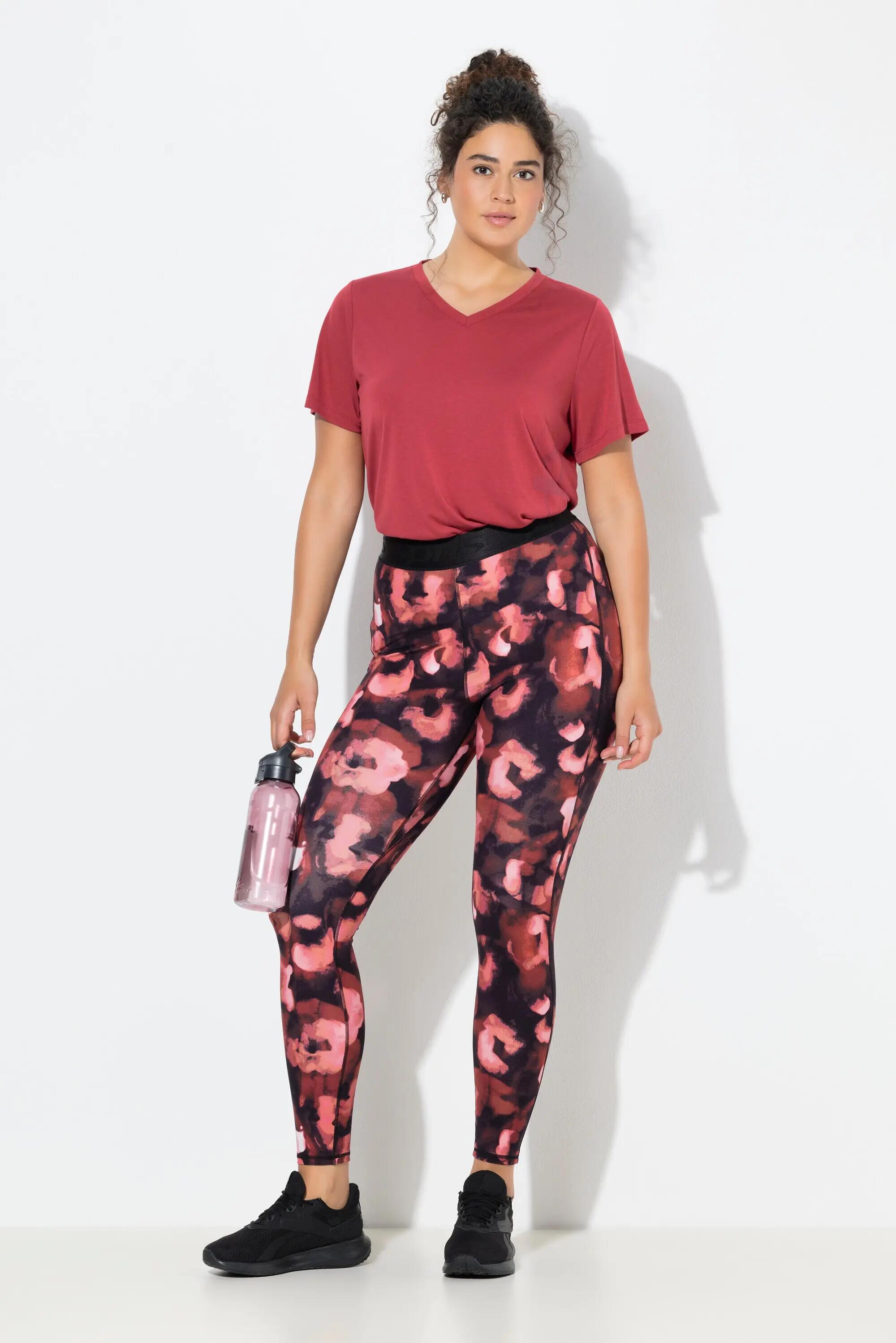 Damen Sport-Leggings Leomuster schnelltrocknend Elastikbund 10/11
