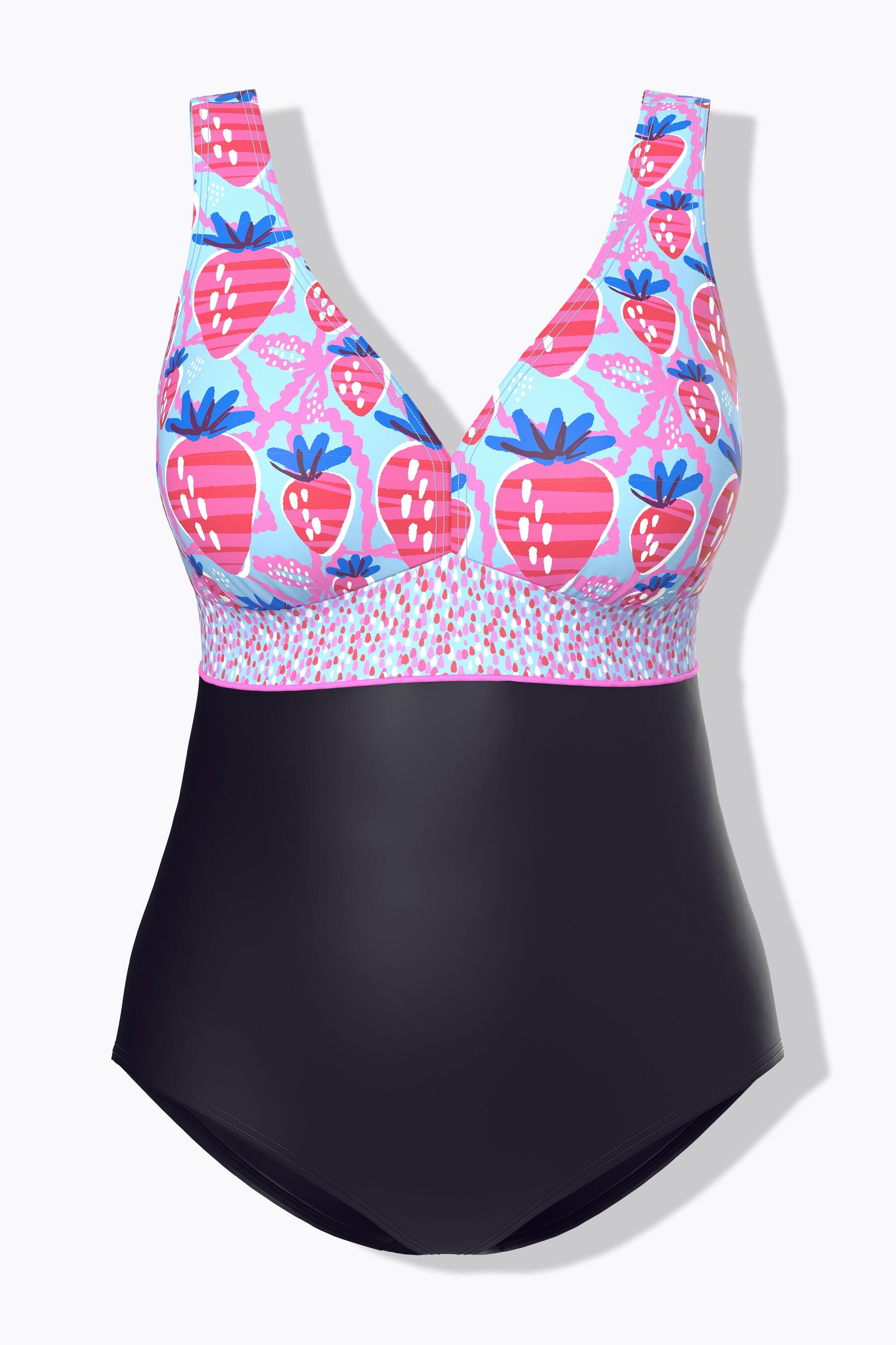 Femme Maillot de bain à bonnets souples. Motif fraises. Ruban 7/7