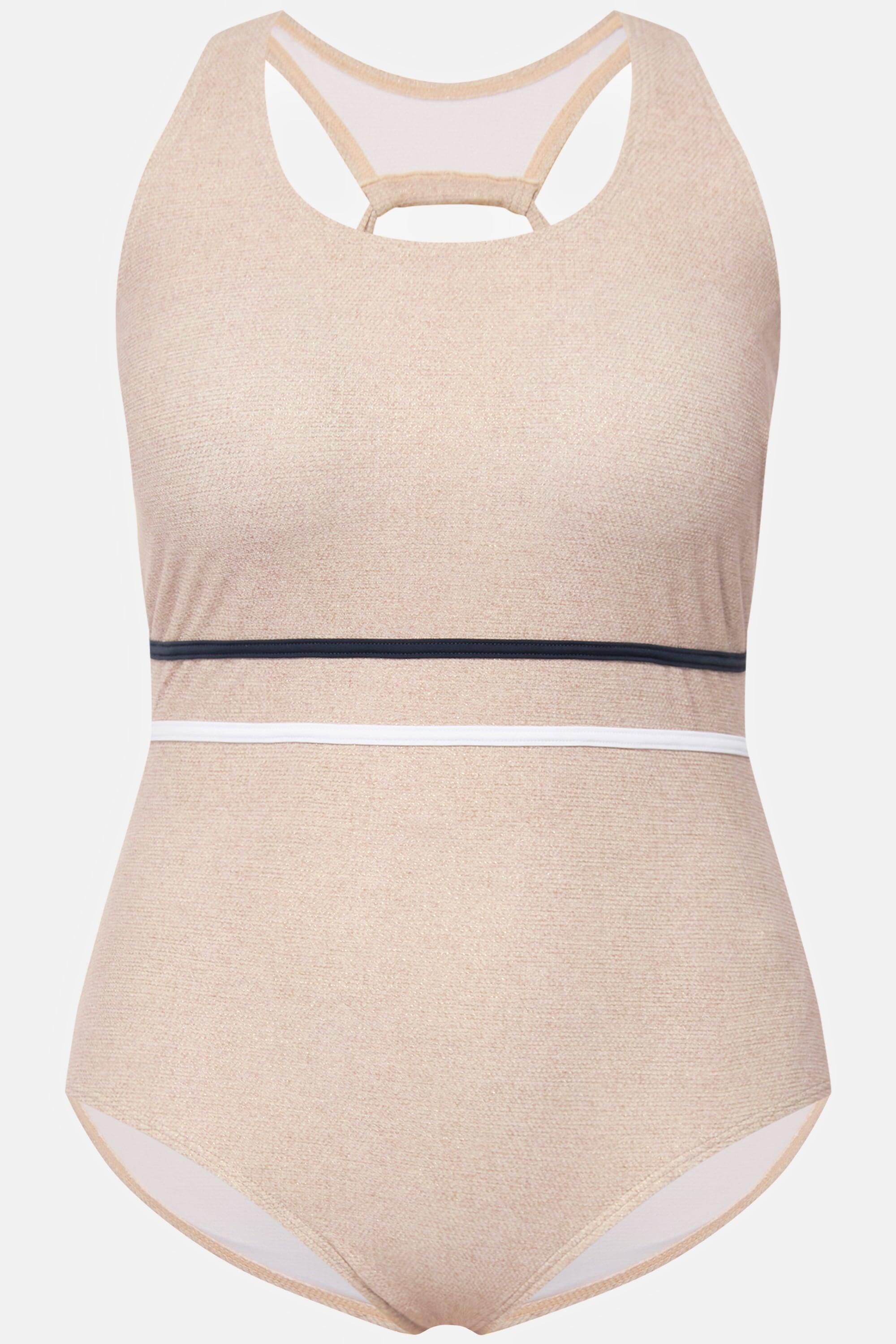 Femme Maillot de bain à bonnets souples aspect toile de jute. Nœuds fantaisie. 5/6