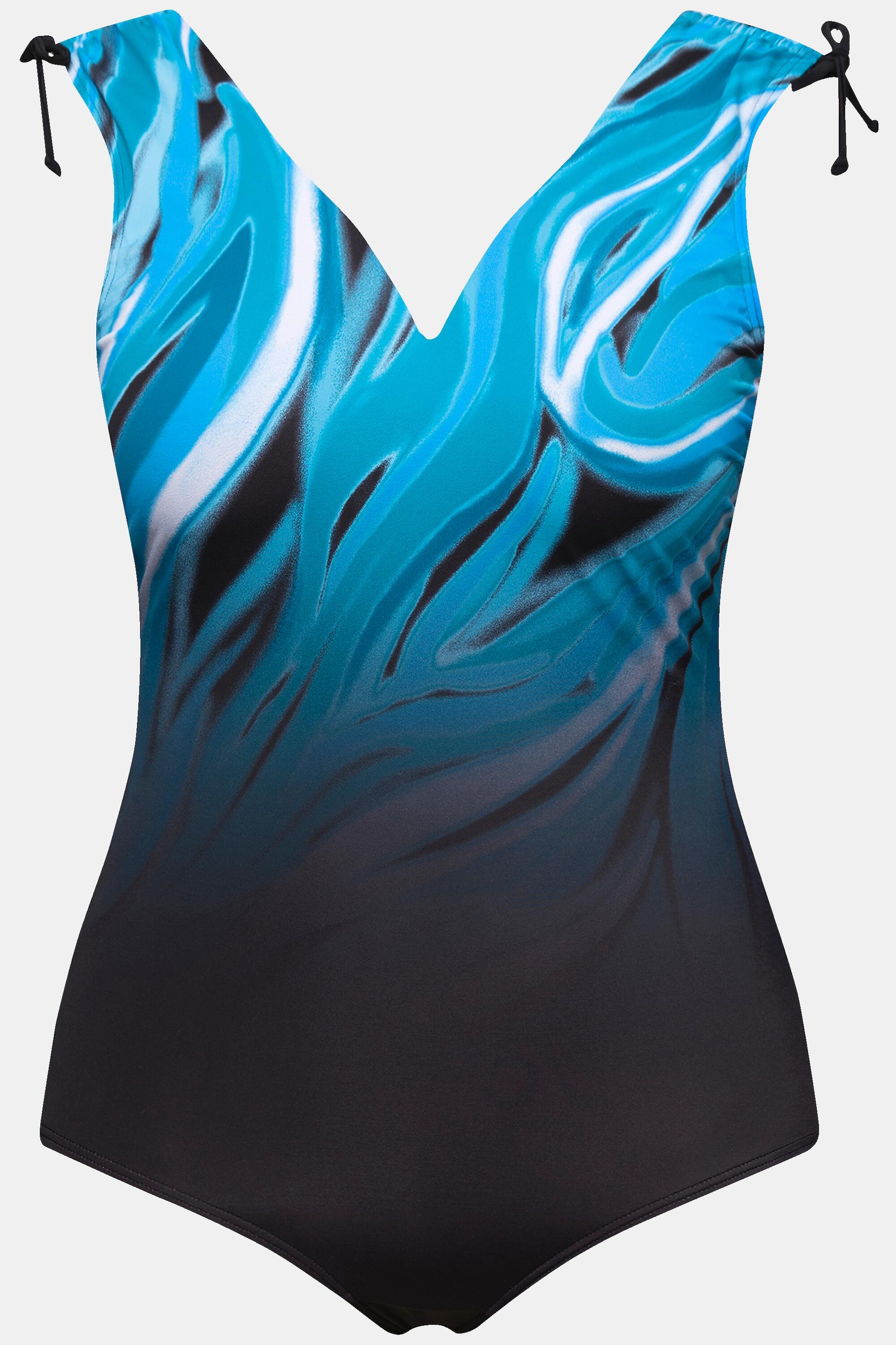 Femme Maillot de bain à bonnets souples. Imprimé océan. Matière 5/6