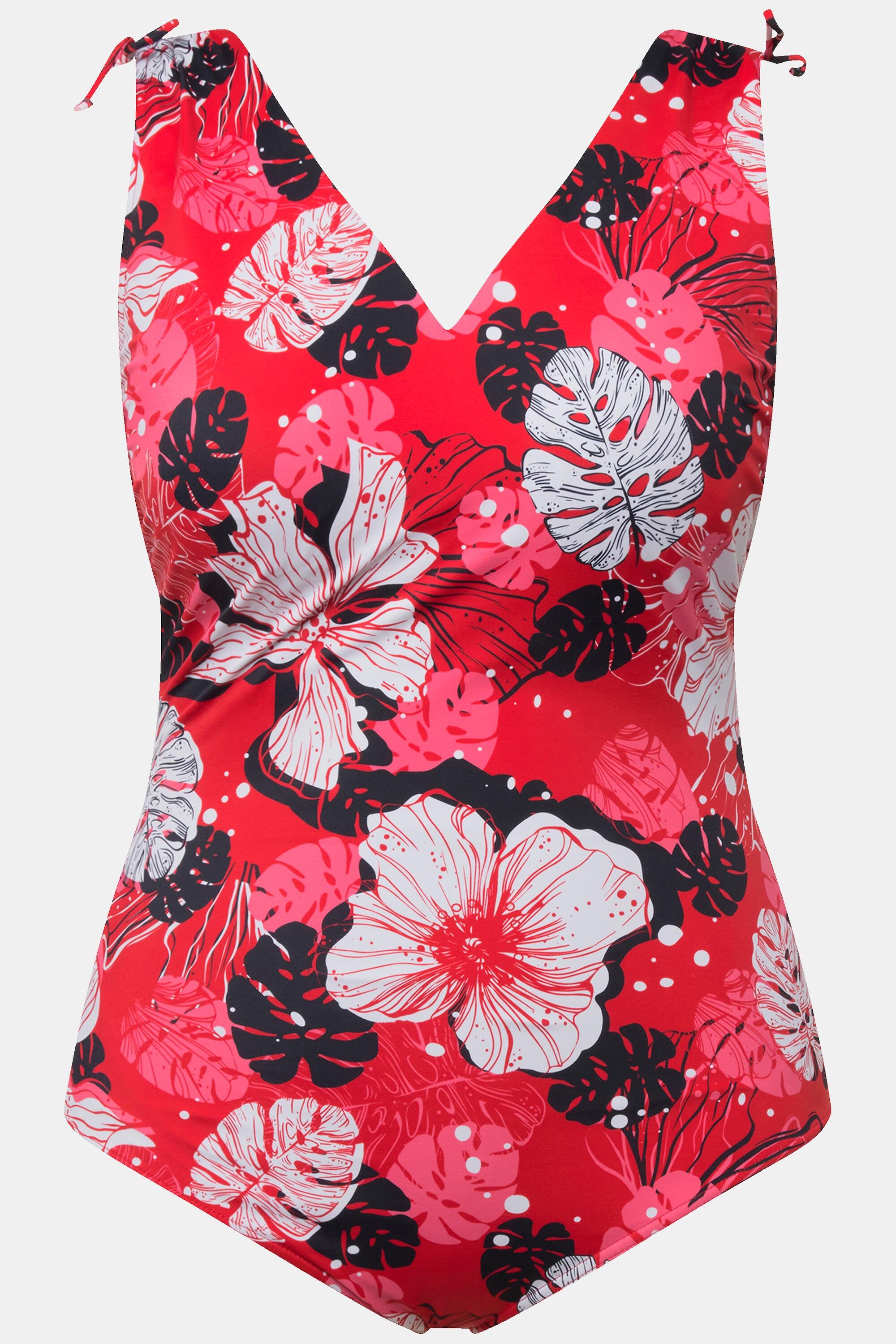 Damen Badeanzug Hawaiiblüten Softcups V-Ausschnitt 5/6