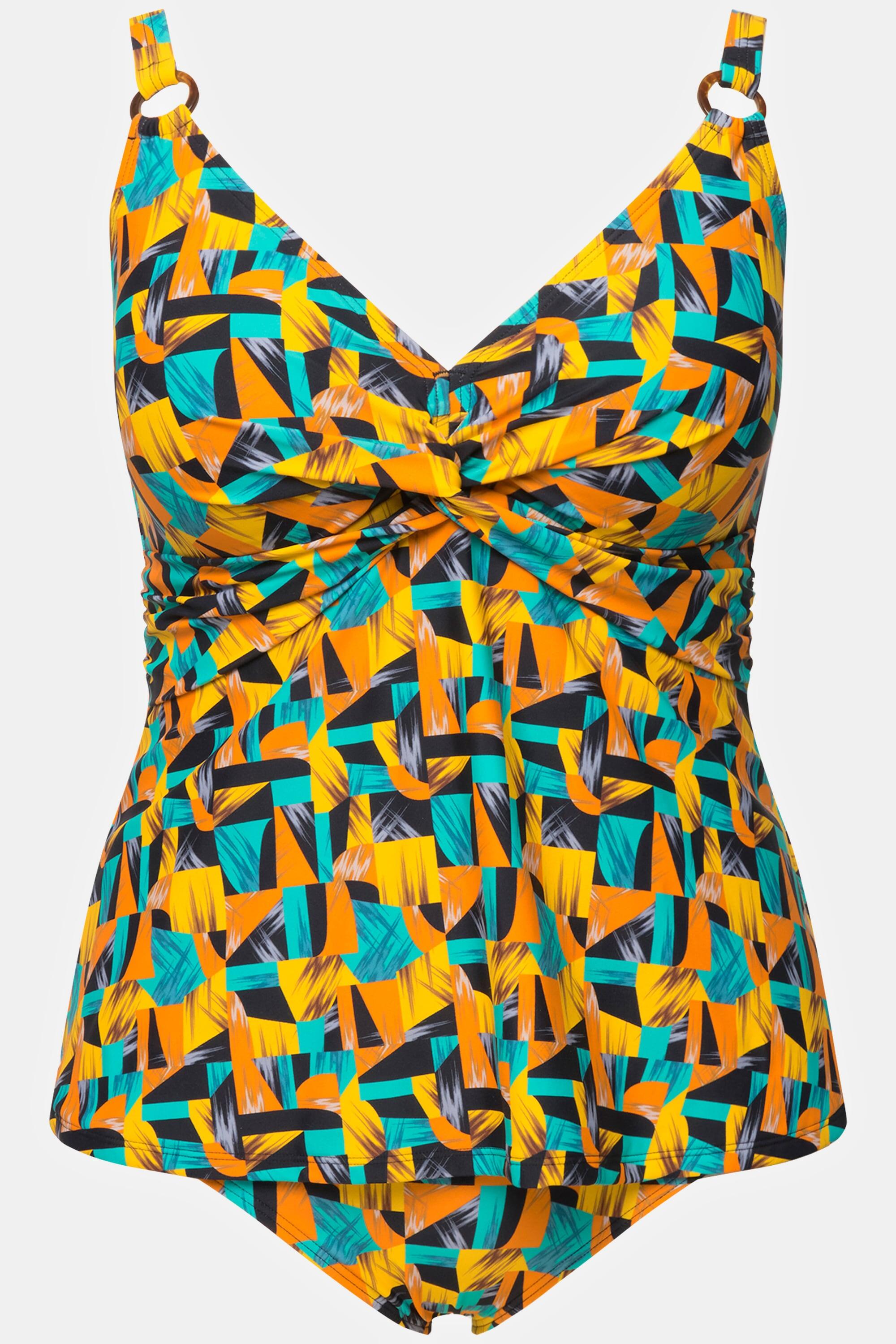 Femme Tankini imprimé abstrait bonnets souples matière recyclée 5/6