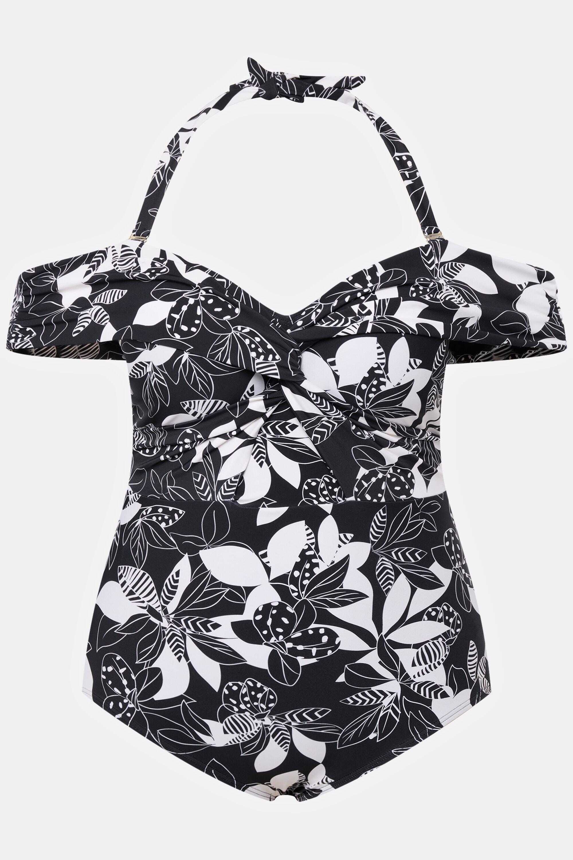 Dames badpak bloemen softcups cut-out gerecycleerd 5/6
