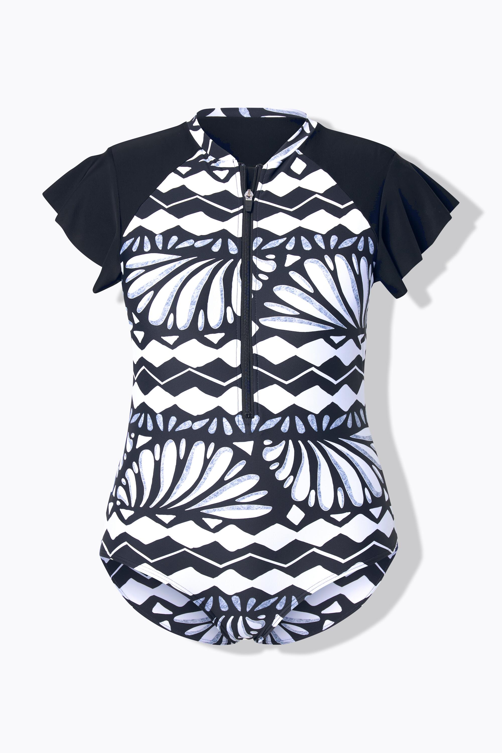 Femme Maillot de bain à bonnets souples. Manches volantées et 7/7