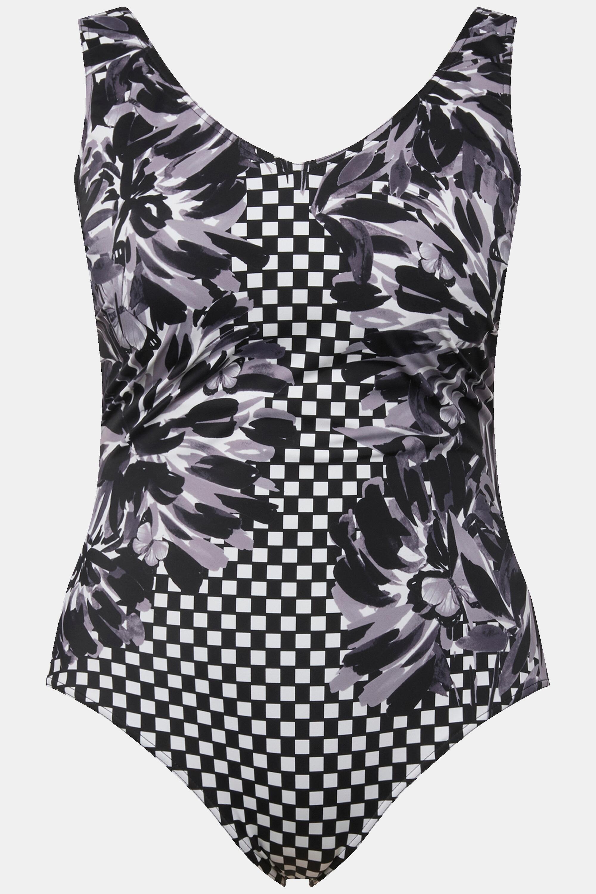 Femme Maillot de bain sans bonnets souples. Mélange d'imprimés. 5/6