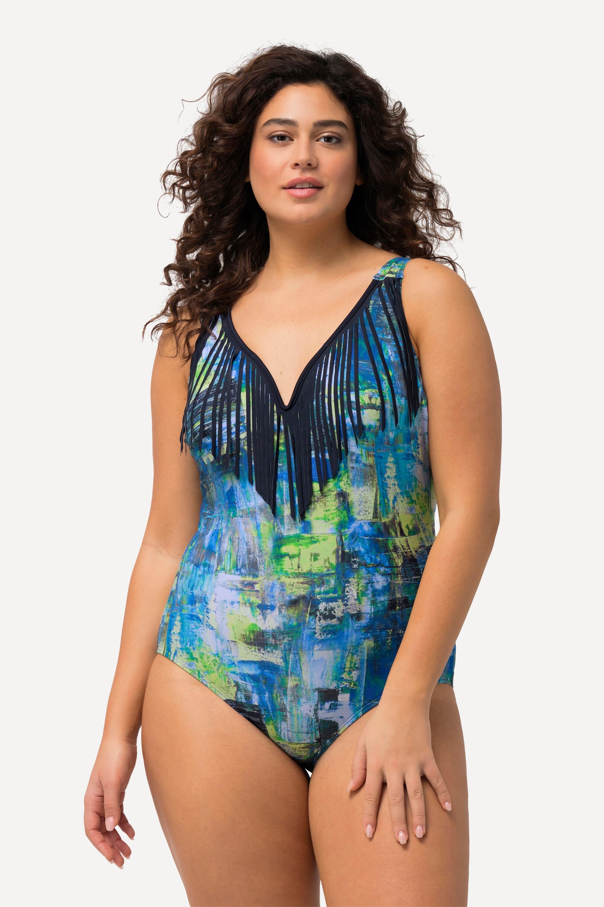 Femme Maillot de bain à bonnets souples. Matière recyclée. Franges 4/6