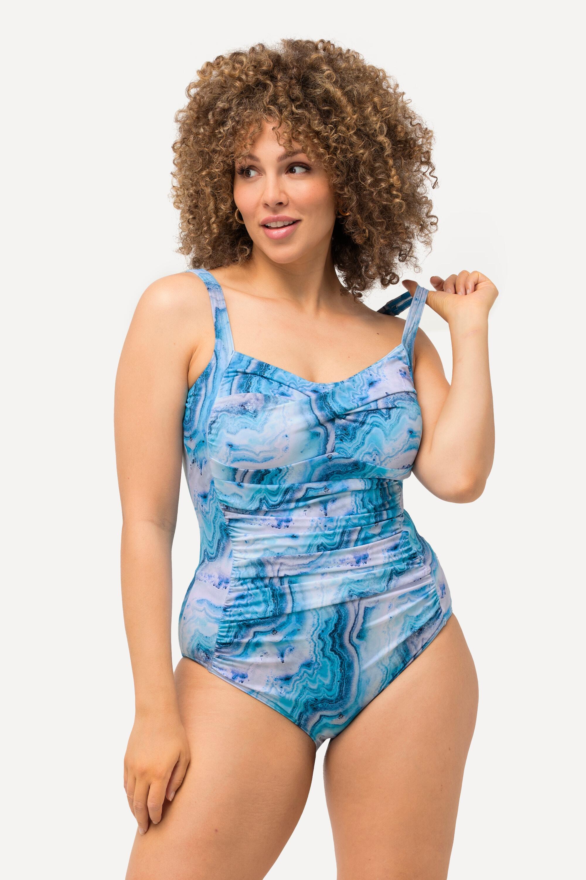 Femme Maillot de bain sans bonnets souples drapé et imprimé marbré 4/6