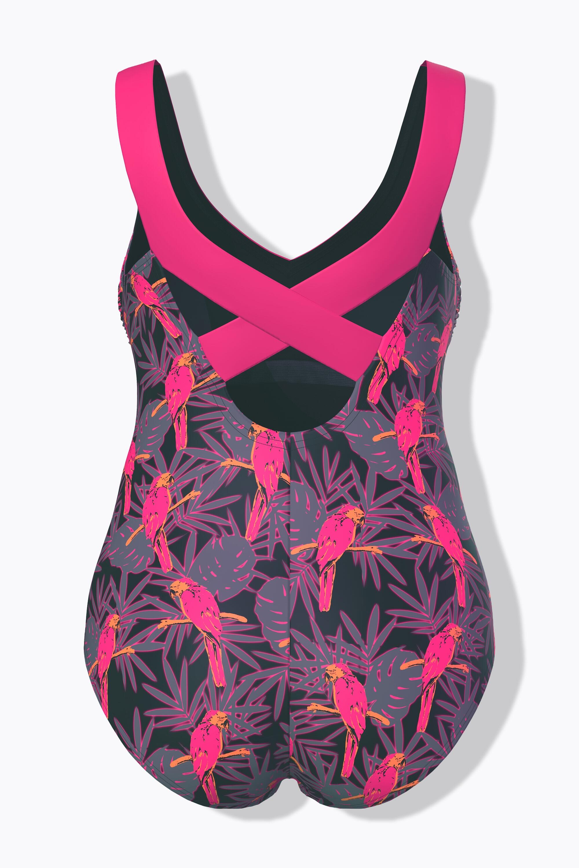 Damen Badeanzug Papageien Softcups recycelt 7/7