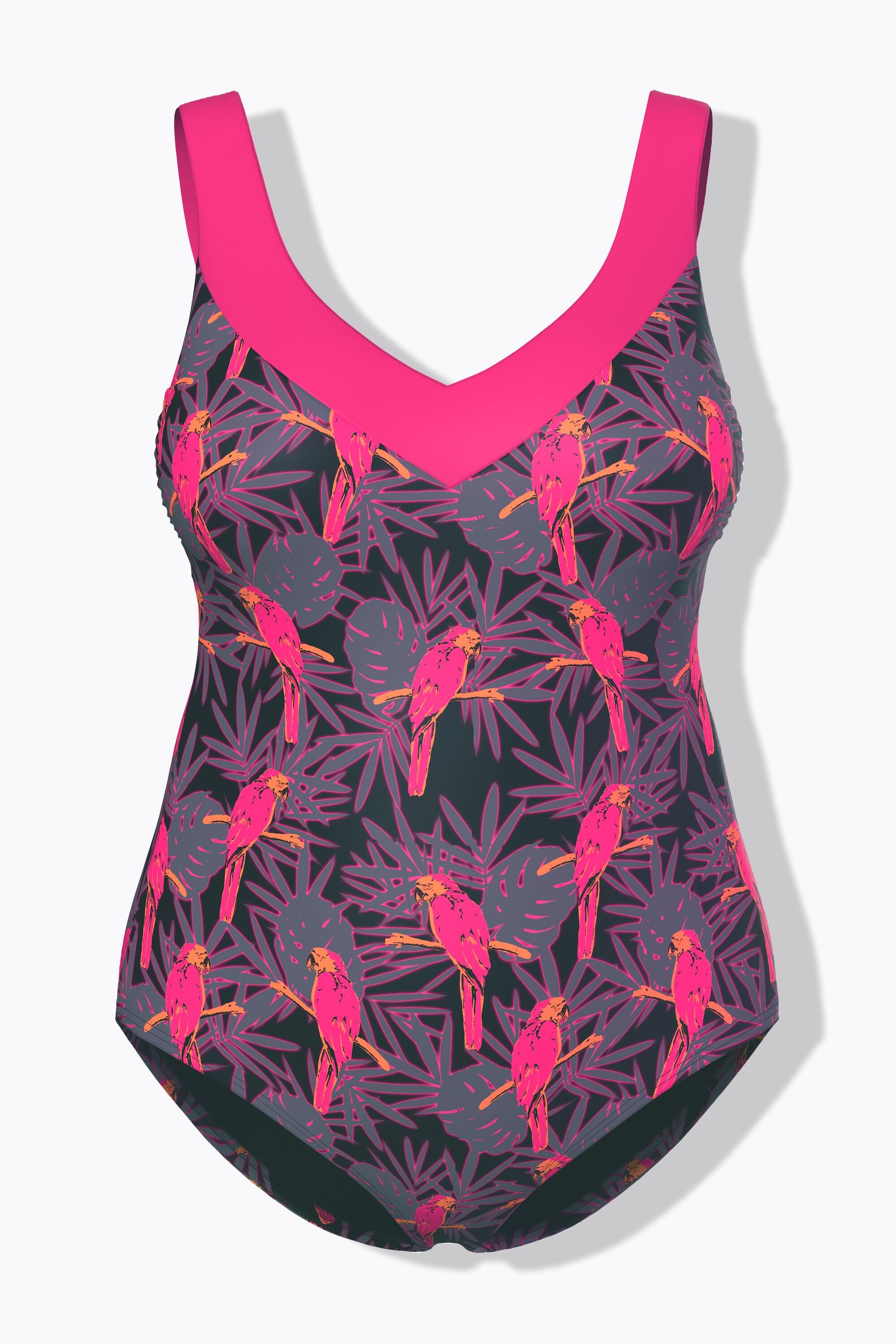 Damen Badeanzug Papageien Softcups recycelt 6/7