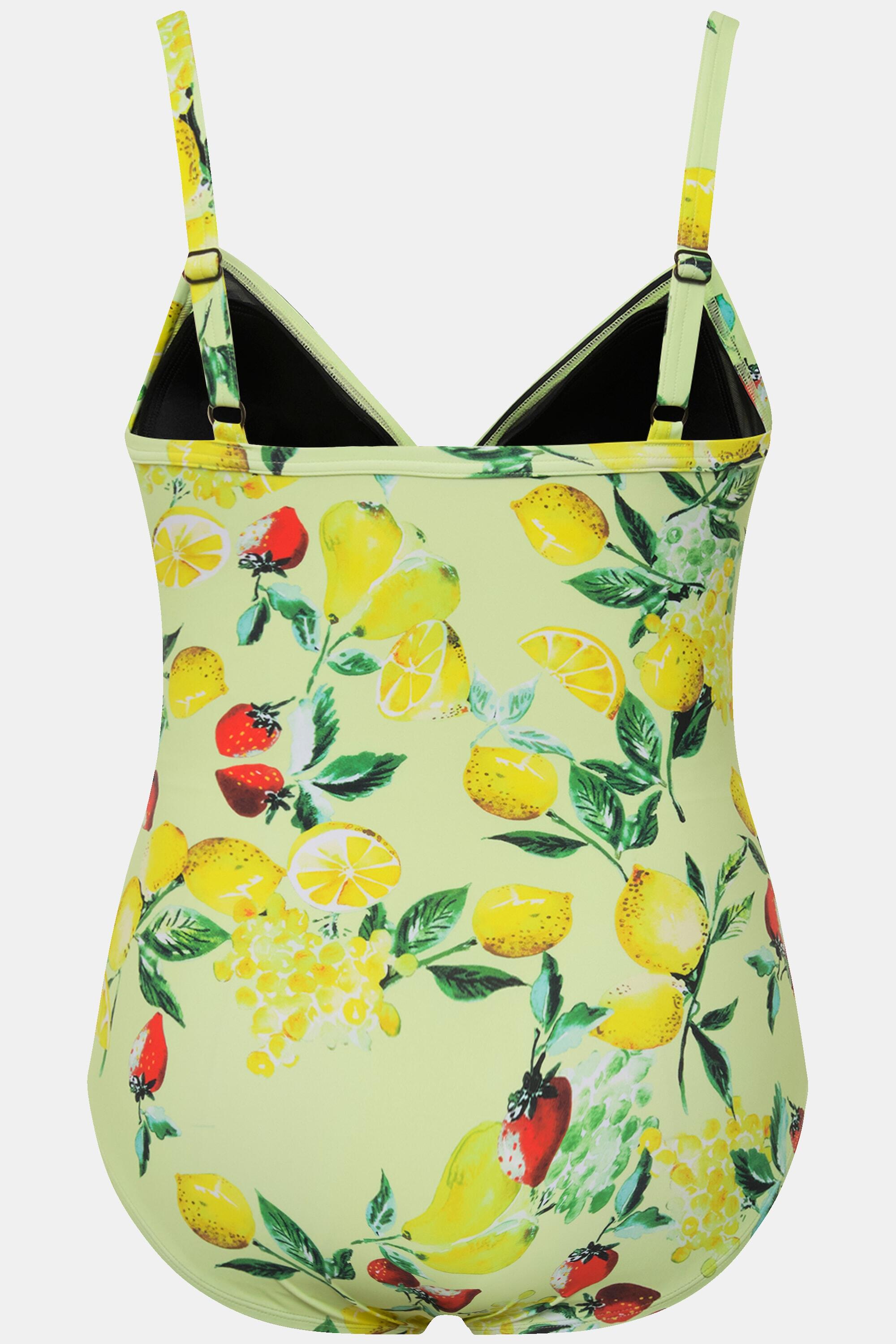 Femme Maillot de bain à bonnets souples et motif citrons. Bretelles 6/6