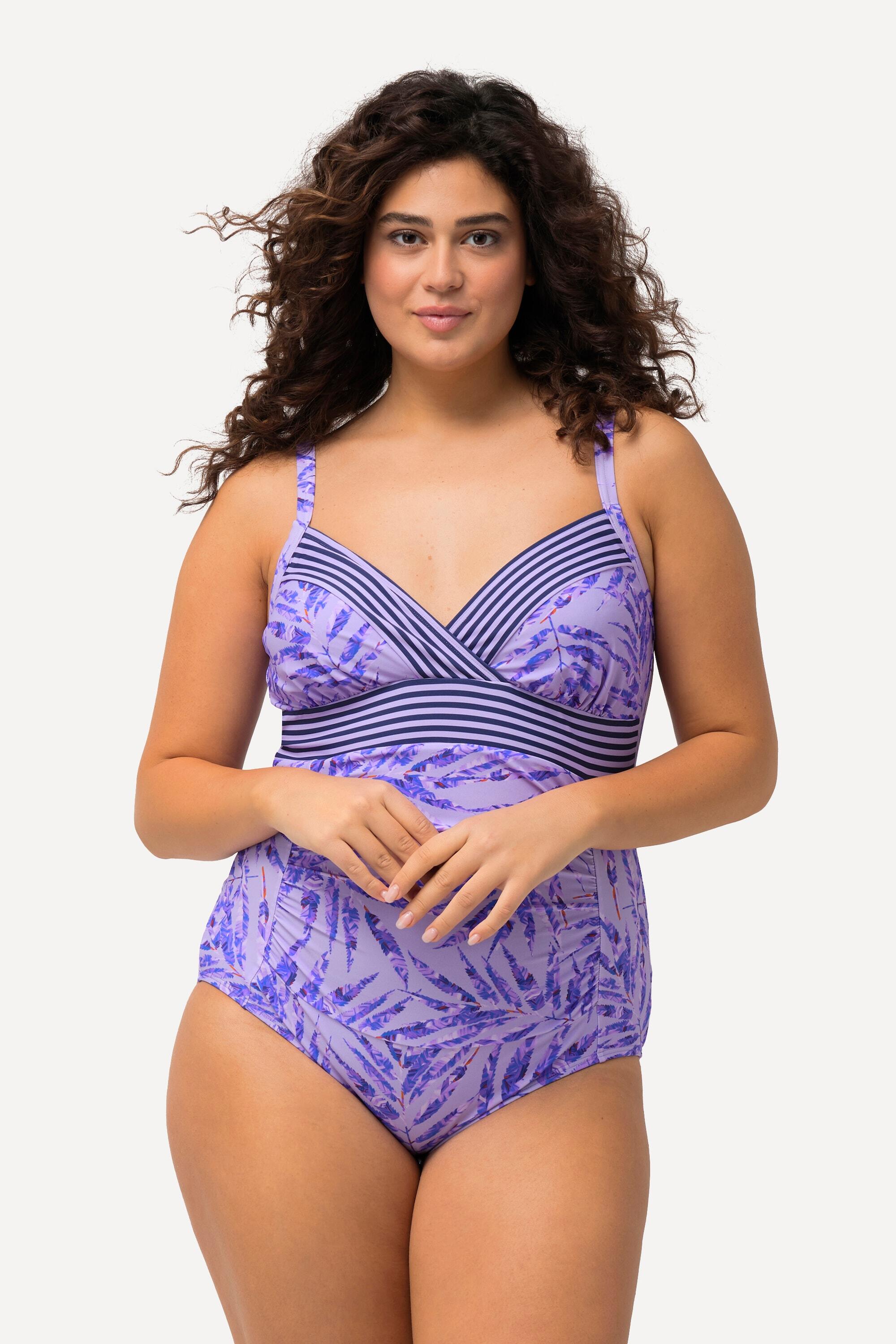 Femme Maillot de bain à bonnets souples. Imprimé palmiers et 4/6