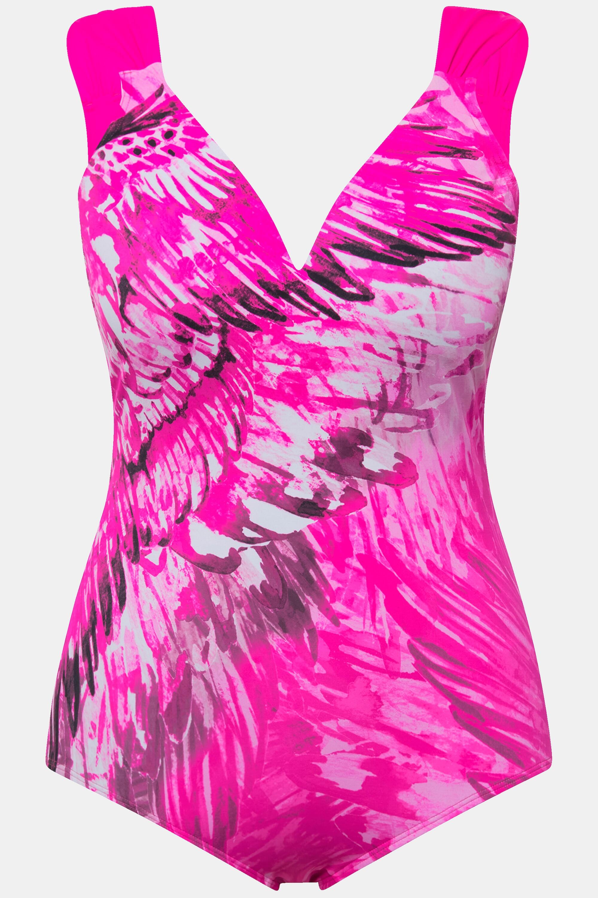 Femme Maillot de bain motif ailes. Bonnets souples et nœud. Matière recyclée 5/6