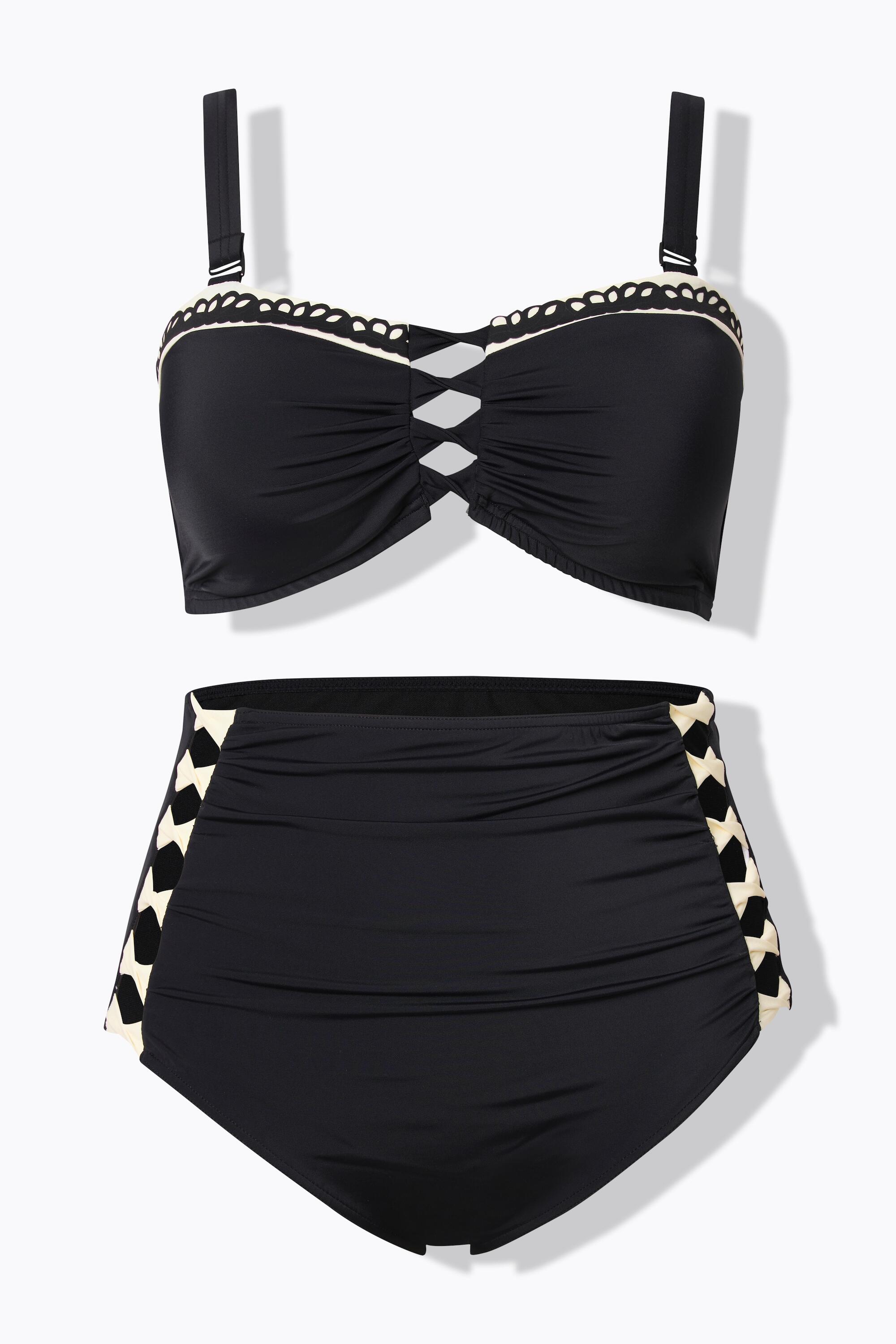 Damen Bikini Zierbänder Softcups Träger verstellbar High Waist 7/7