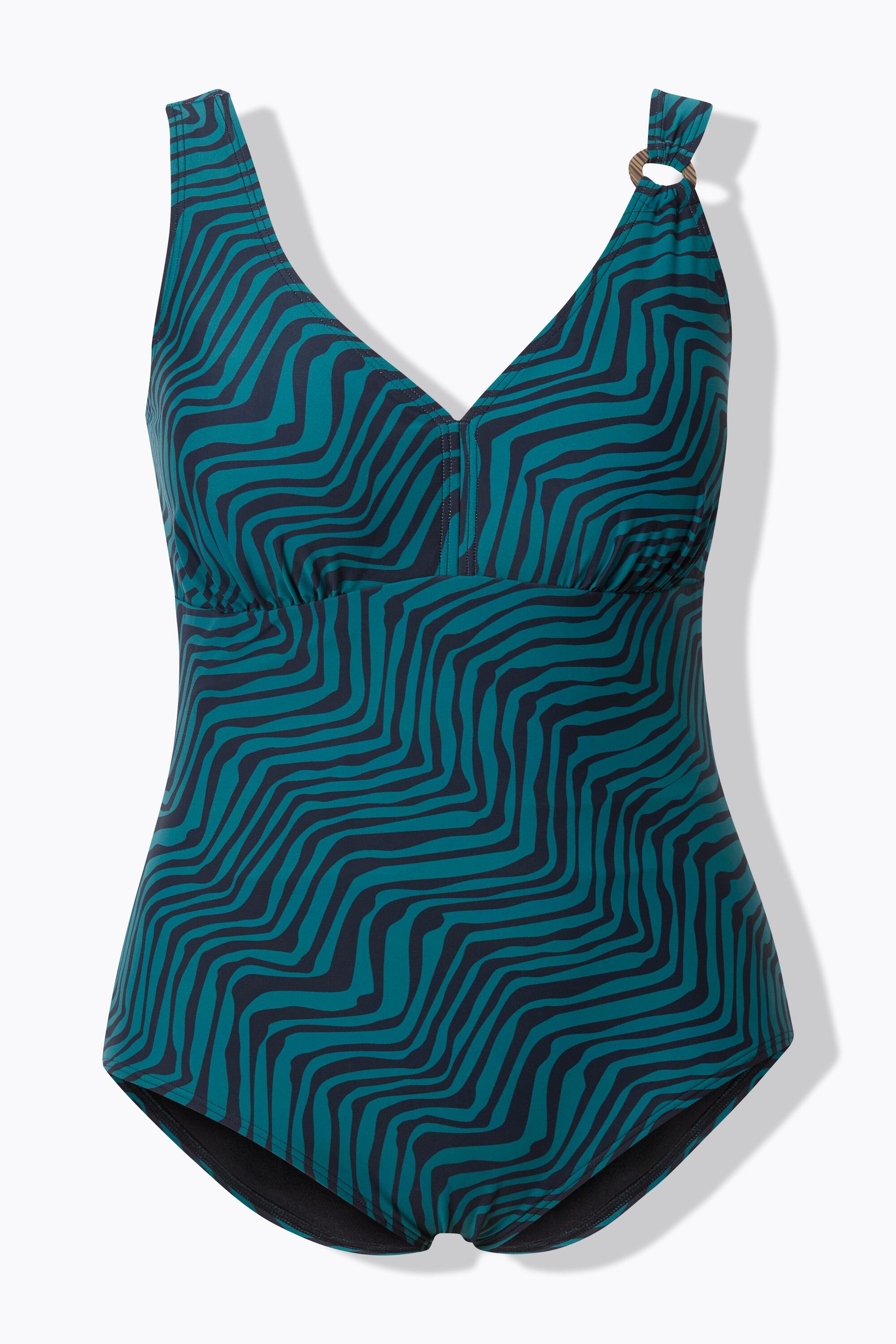 Damen Badeanzug Zacken Zierring Softcups recycelt 6/7