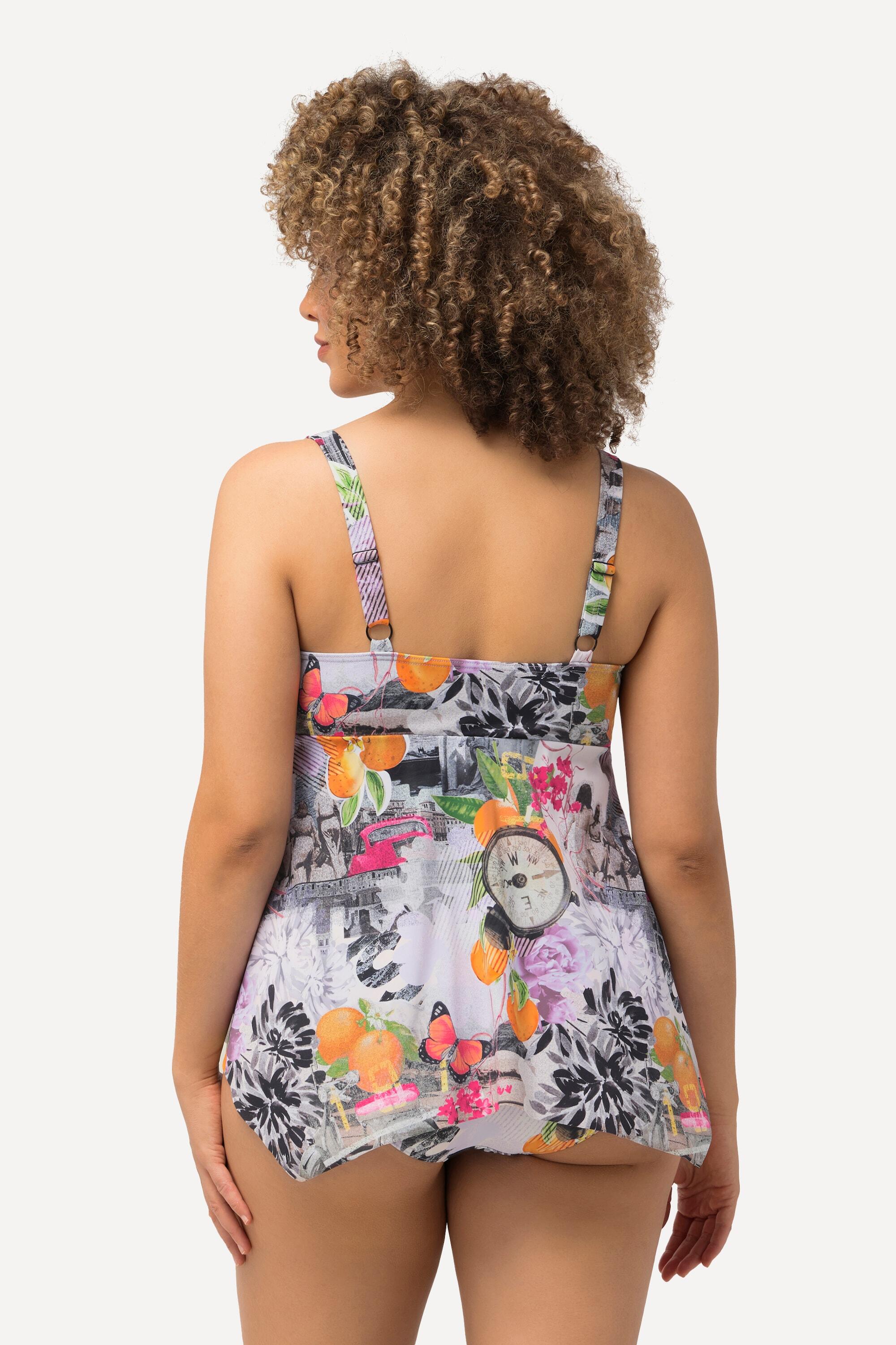 Femme Tankini avec bonnets souples. Imprimé boussoles. Bretelles 2/6