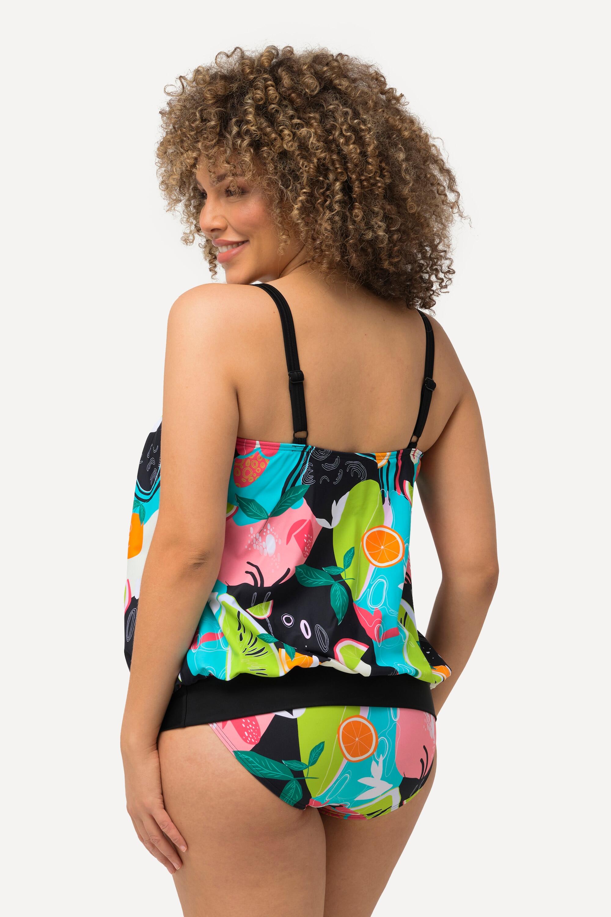 Femme Tankini imprimé fruits. Bonnets souples et bretelles ajustables. 2/6