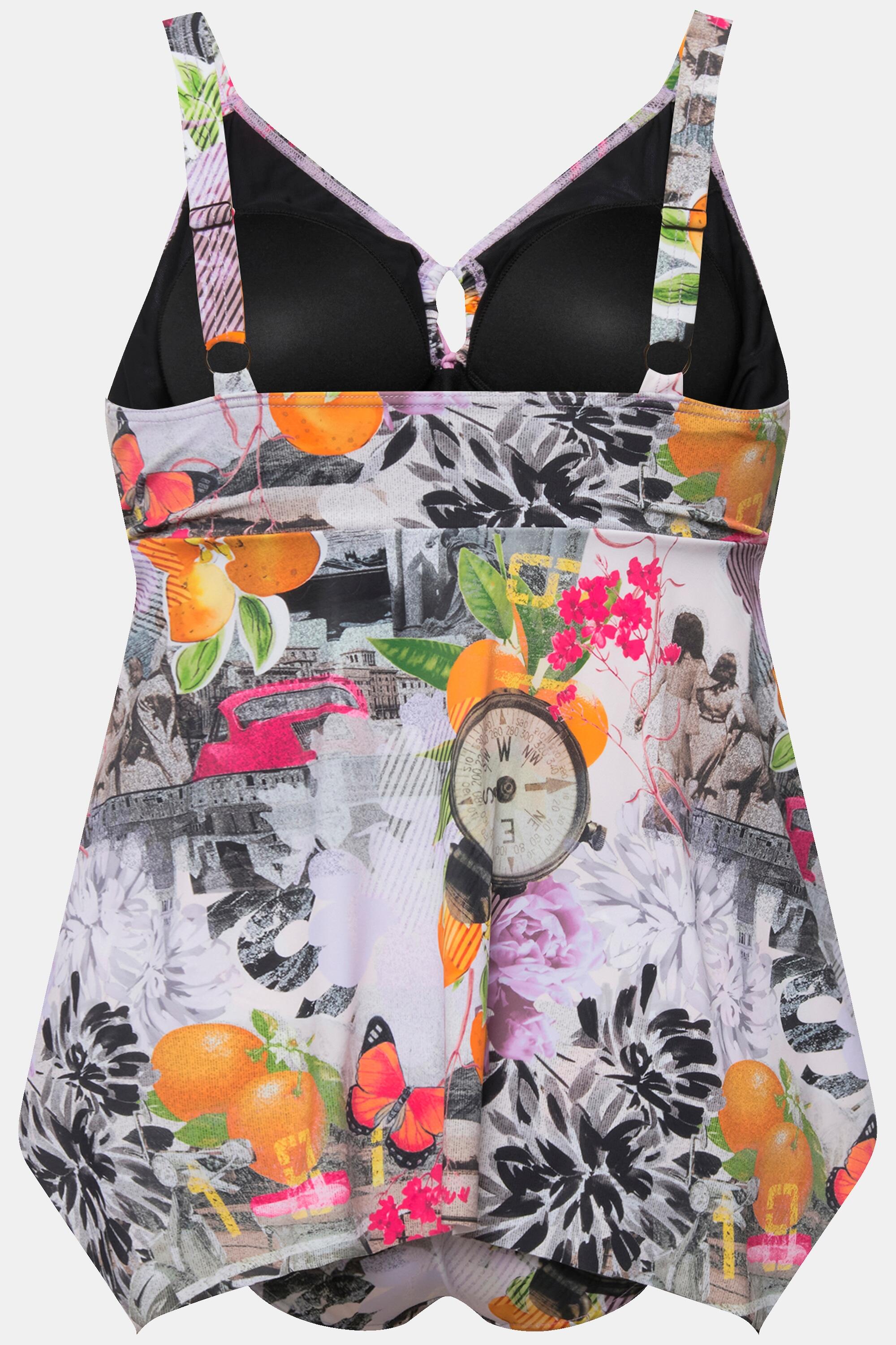 Femme Tankini avec bonnets souples. Imprimé boussoles. Bretelles 6/6