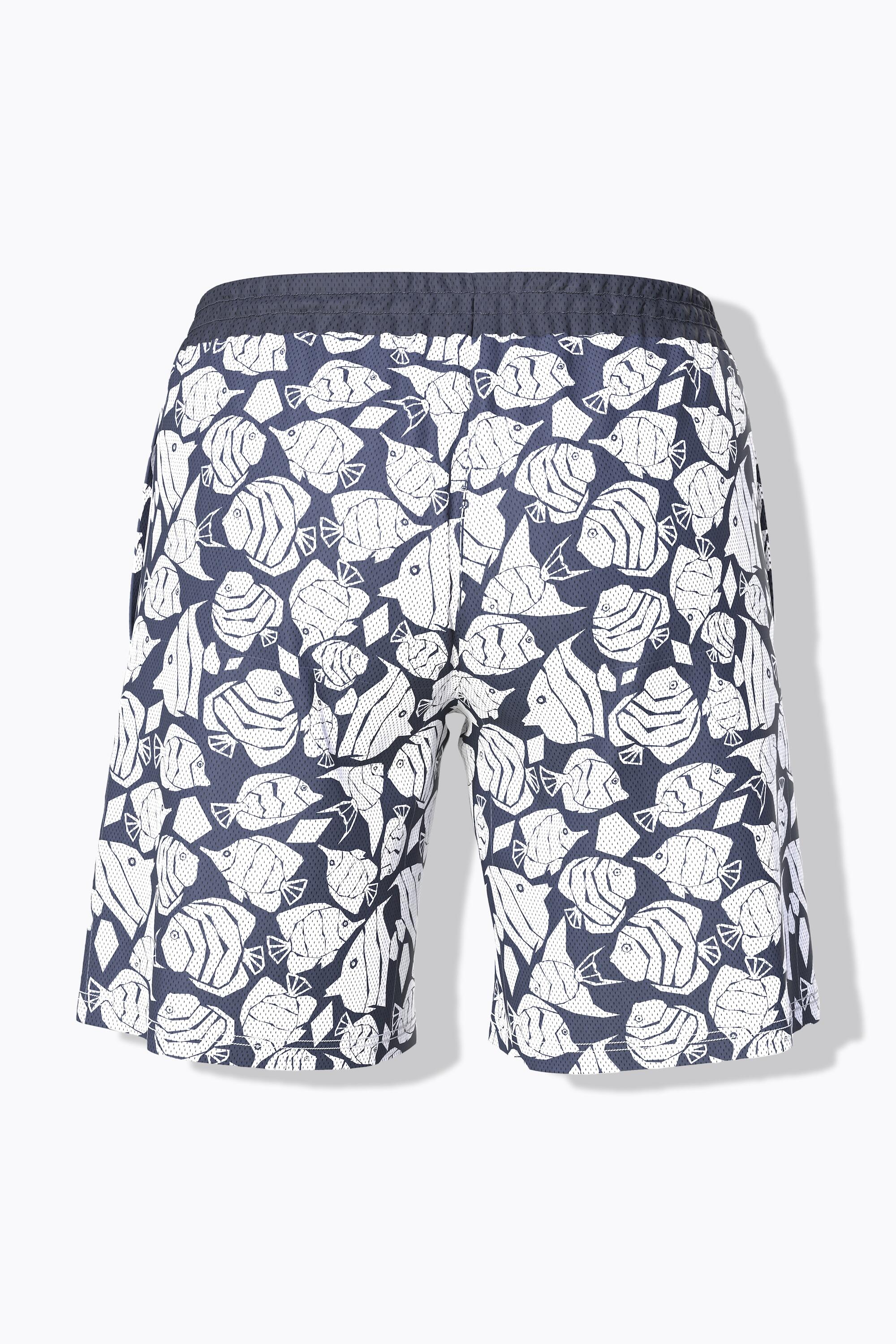 Femme Short technique en mesh. Motif poissons. Jambe large et taille élastique 7/7