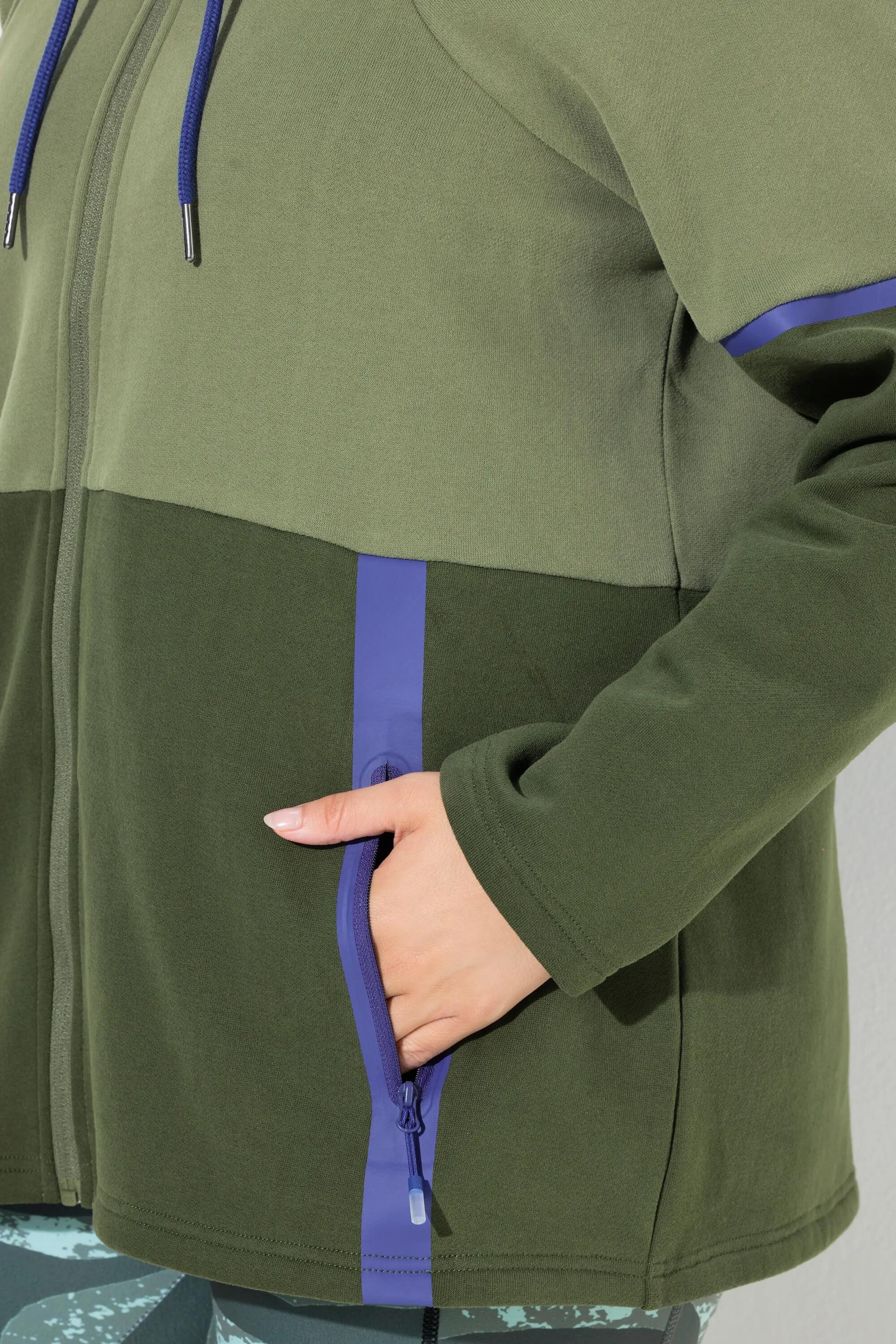 Femme Veste en molleton bicolore à col montant poches zippées 11/13