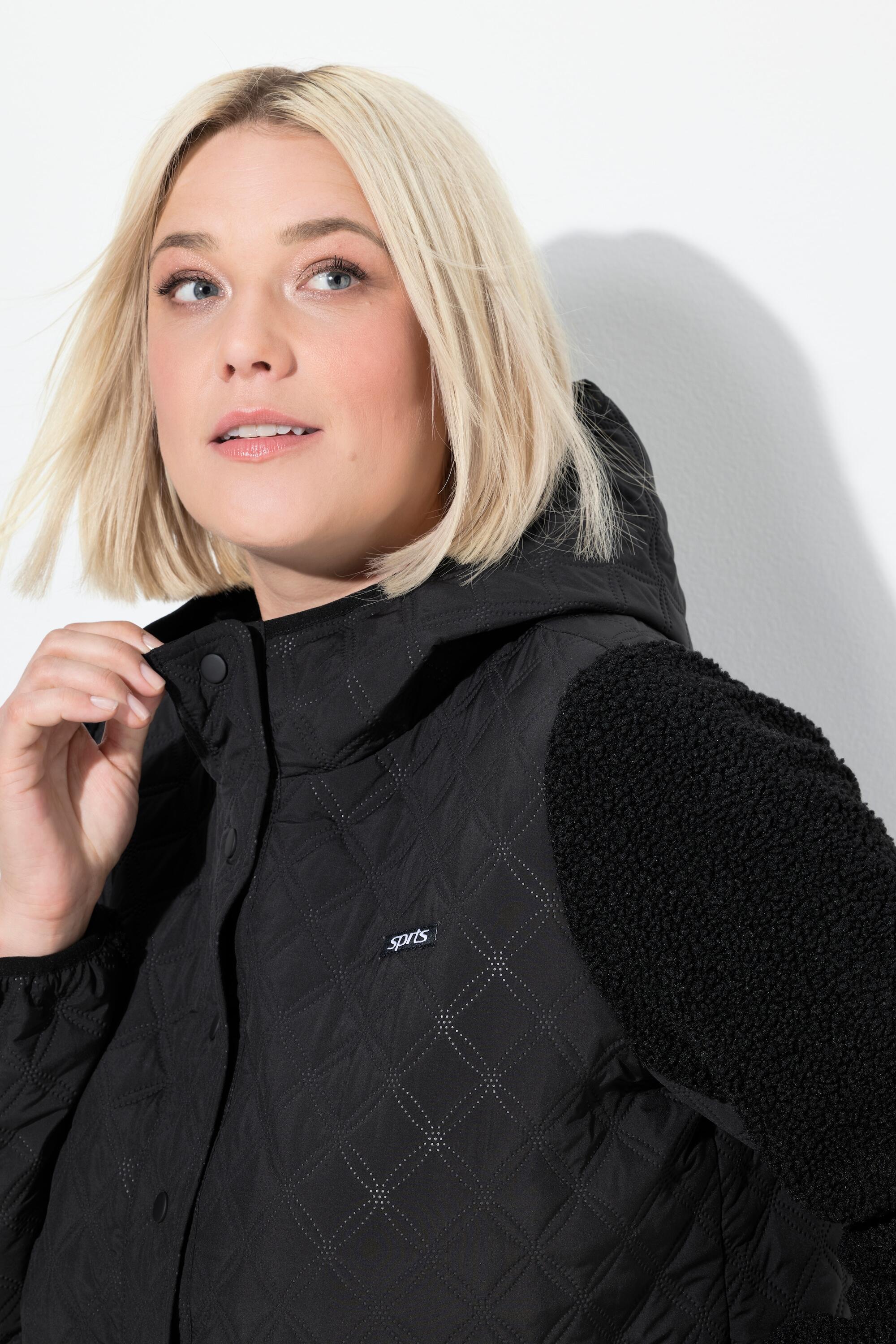 Femme Veste en polaire matelassée à capuche boutons-pression 3/6