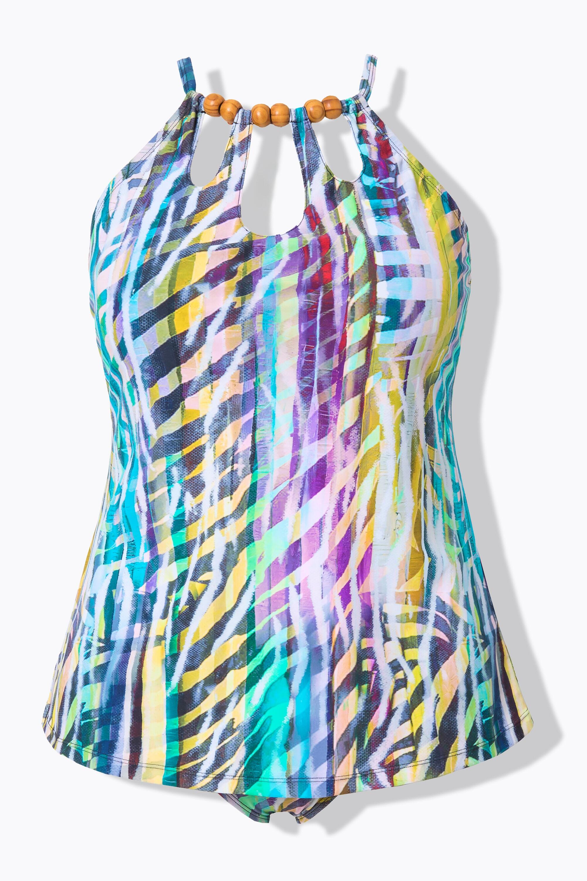 Femme Tankini à bonnets souples. Rayures animales et découpes 7/7