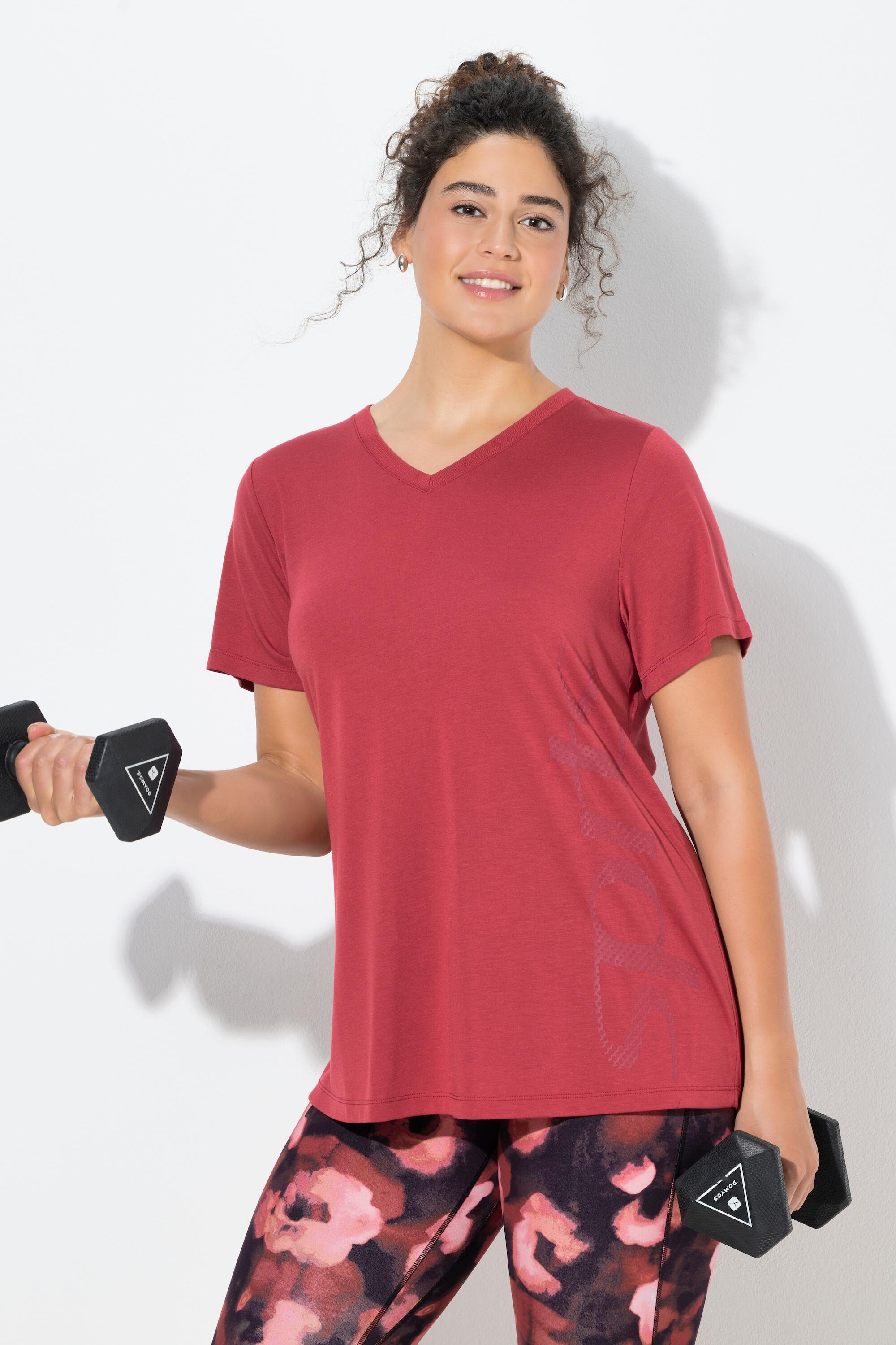 Femme T-shirt technique col en V et manches courtes traitement antibactérien 5/6