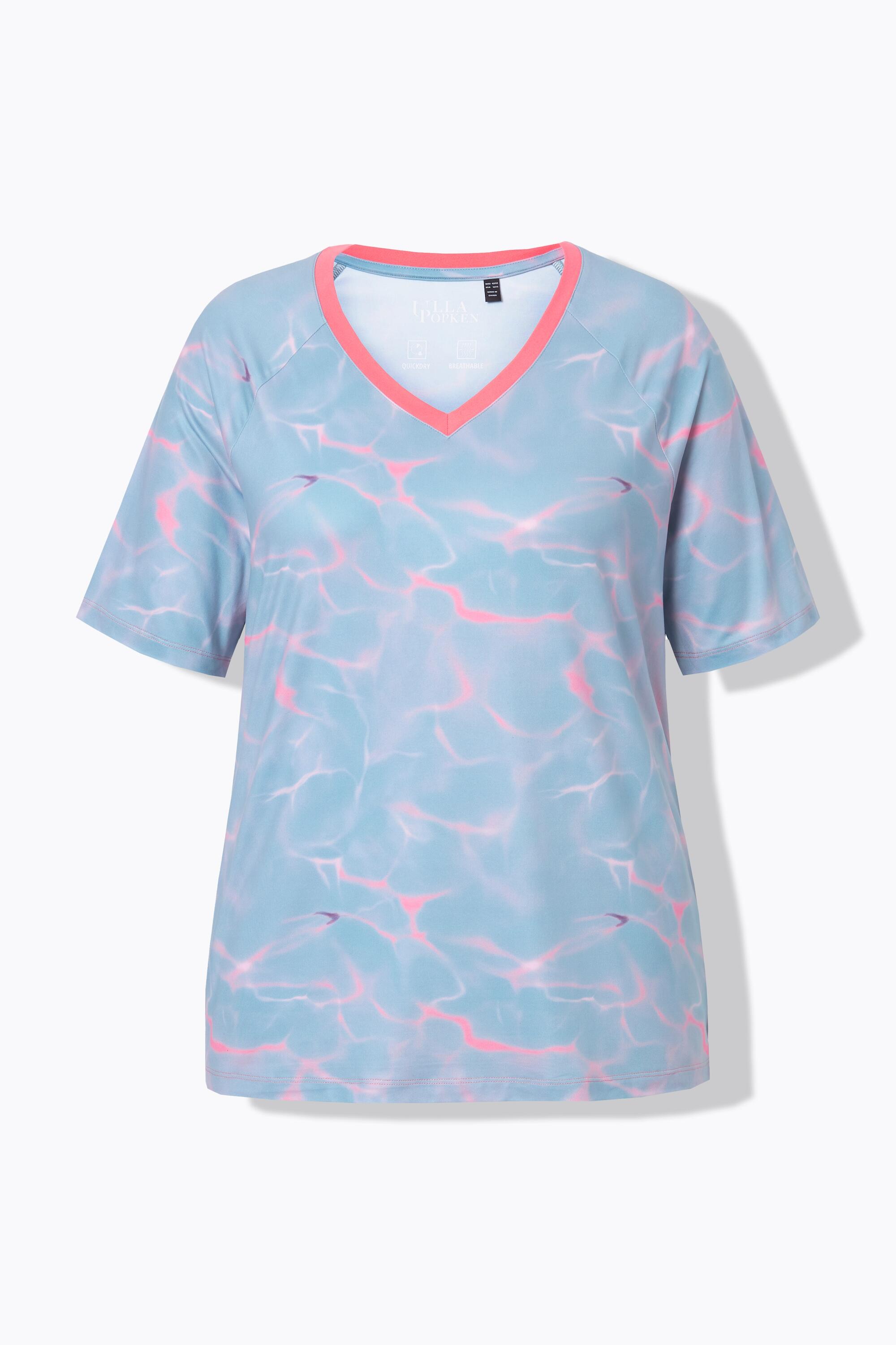 Damen Funktions-T-Shirt Wellenmuster V-Ausschnitt Halbarm 6/6
