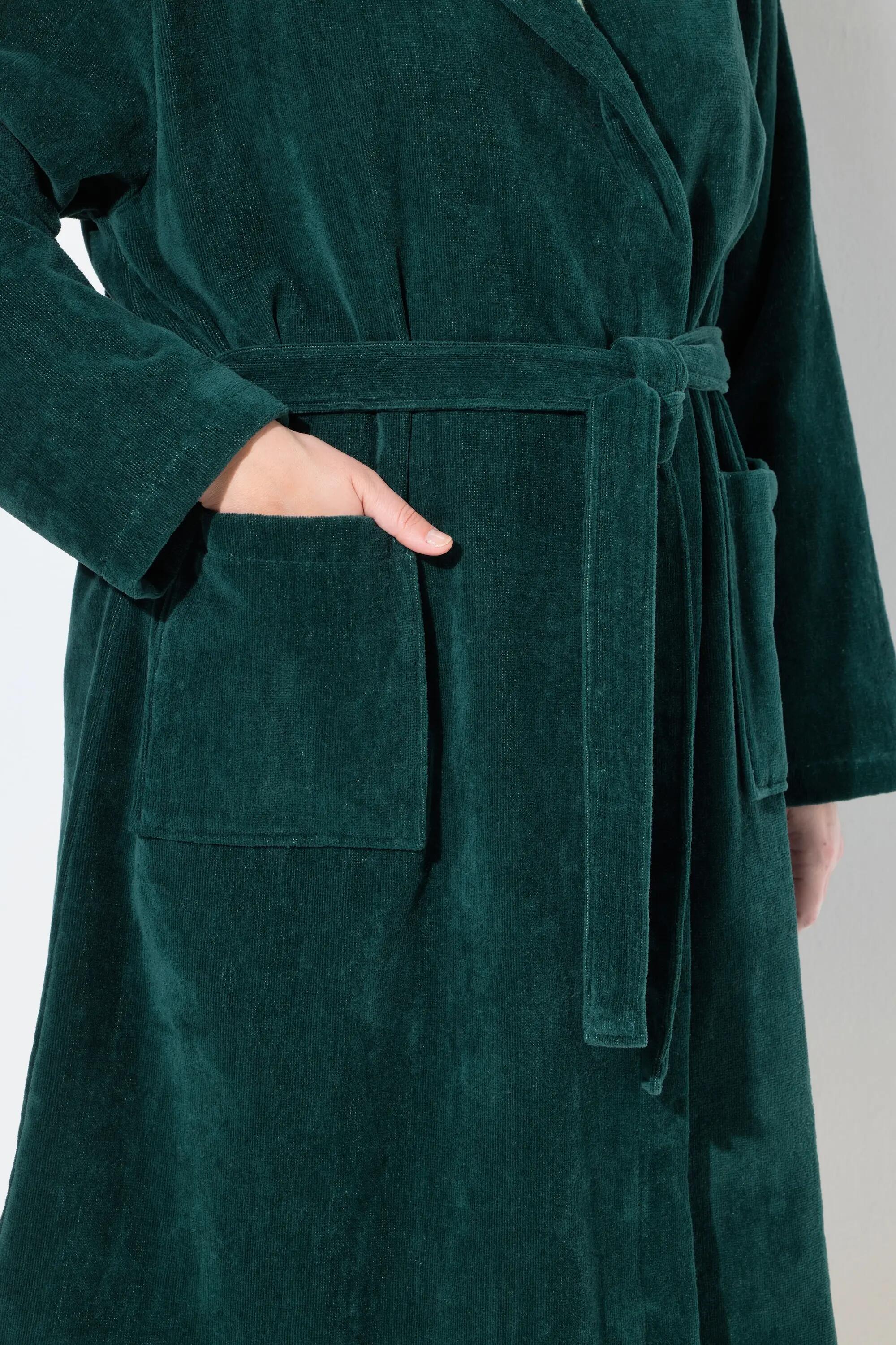 Femme Peignoir réversible en tissu éponge avec poches 4/6