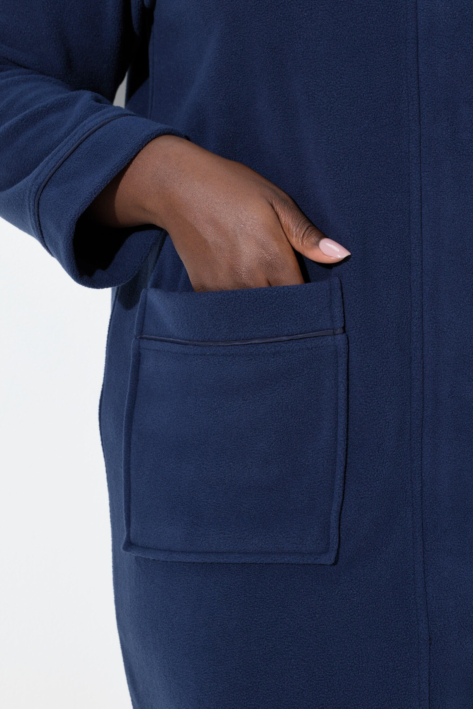 Damen Fleece-Bademantel Stehkragen Reißverschluss recycelt 3/6