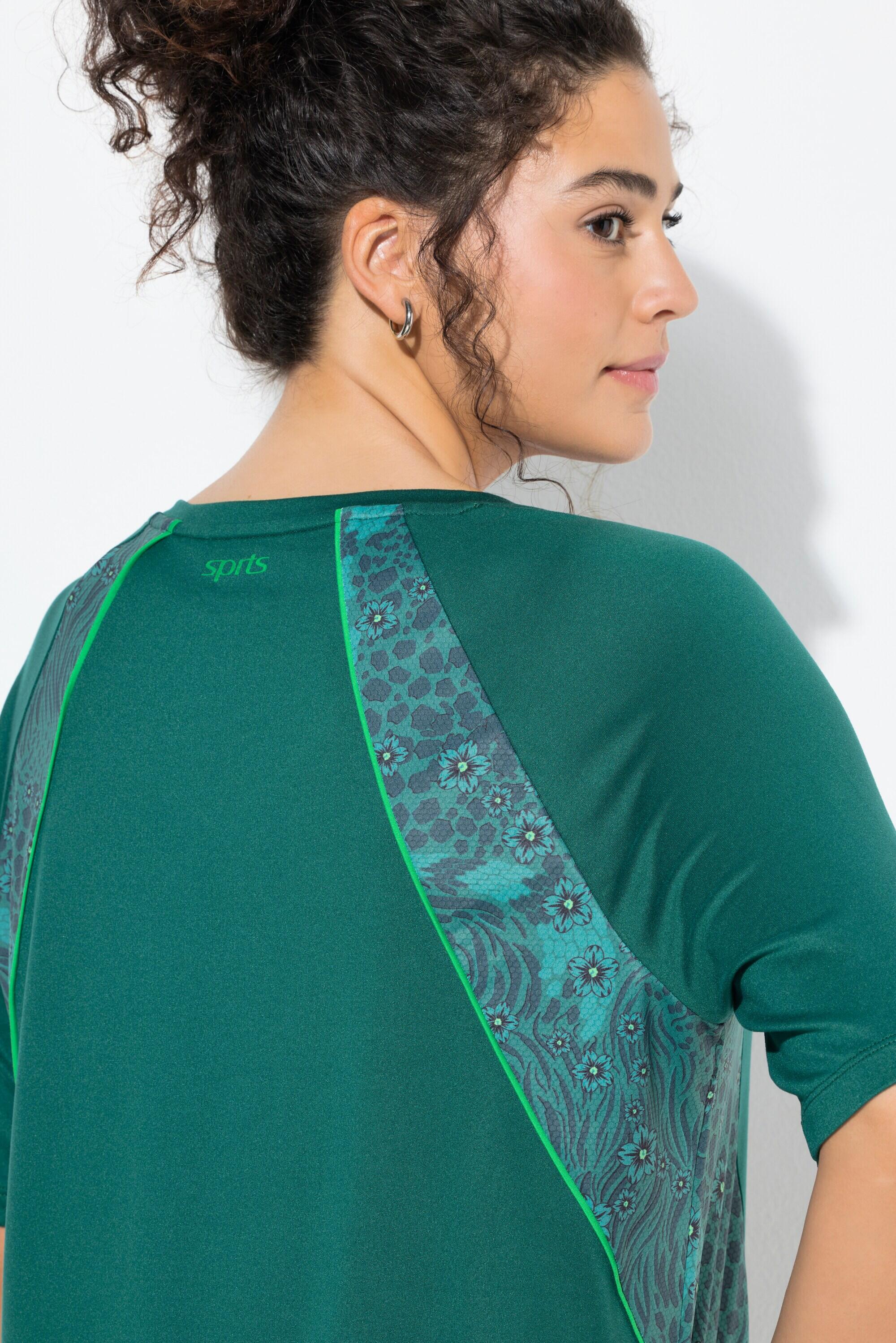 Femme T-shirt technique motif floral/léopard décolleté en V et manches courtes 3/7