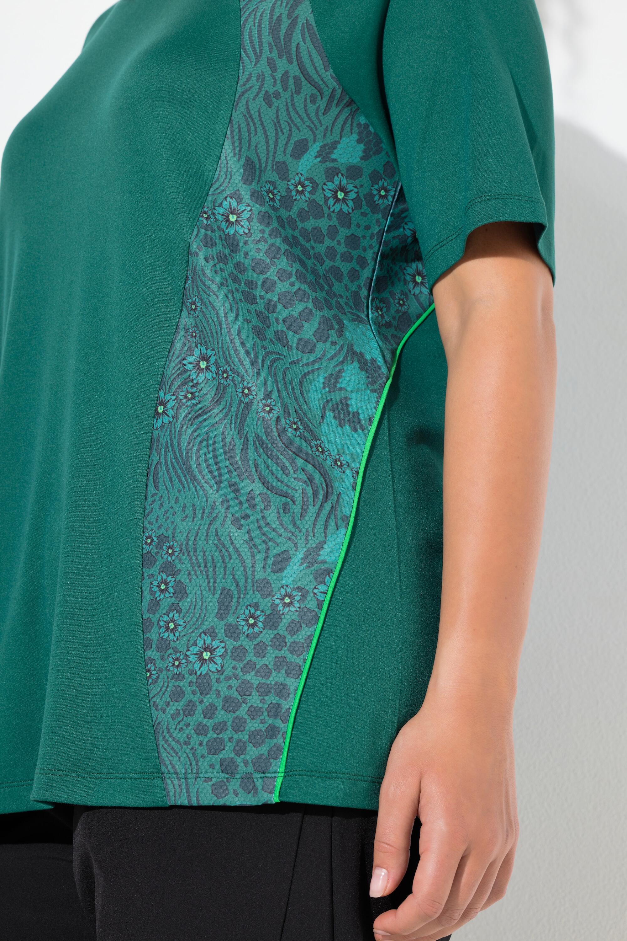 Femme T-shirt technique motif floral/léopard décolleté en V et manches courtes 4/7