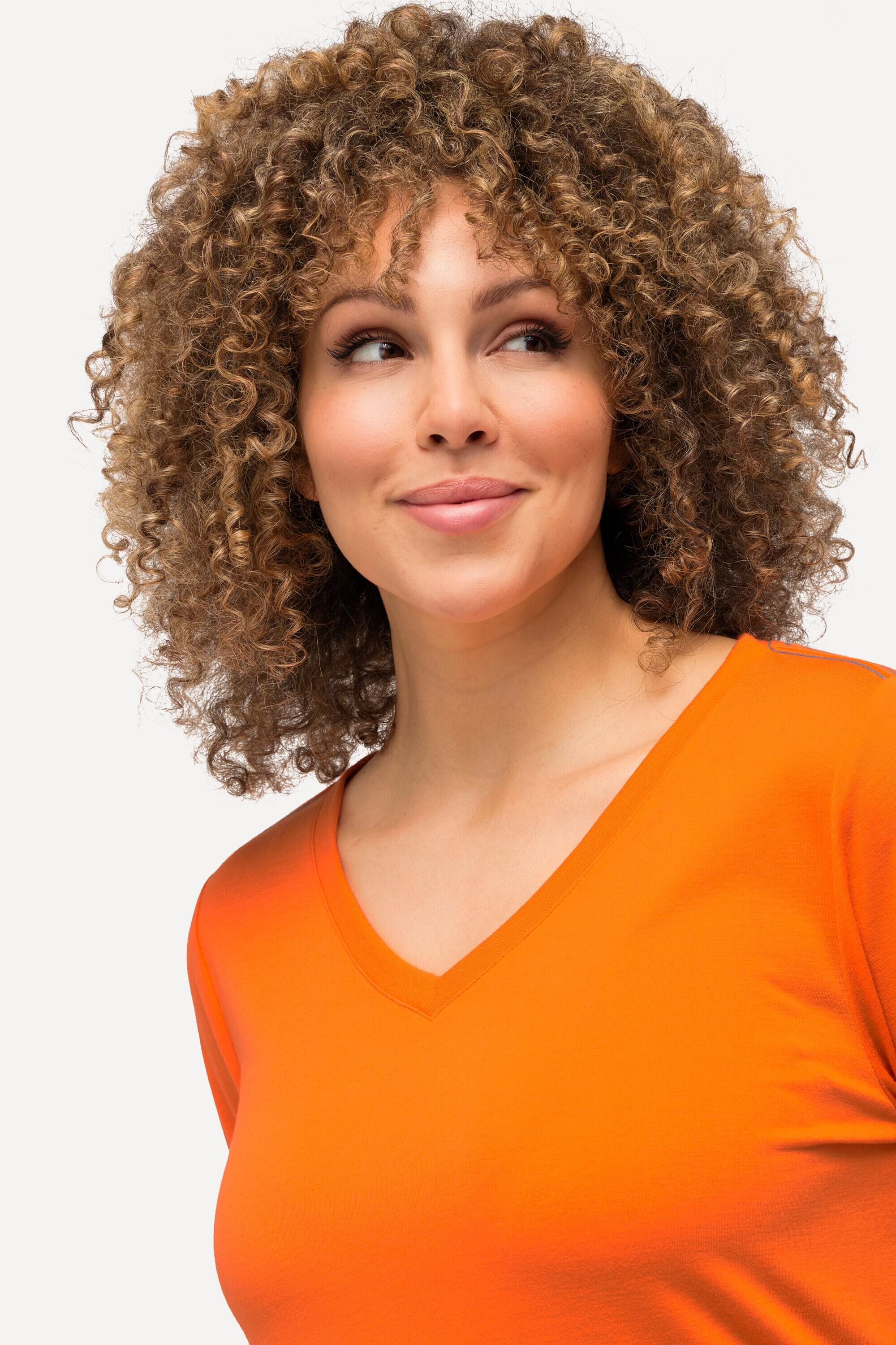 Femme T-shirt technique antibactérien col en V et manches longues 3/5
