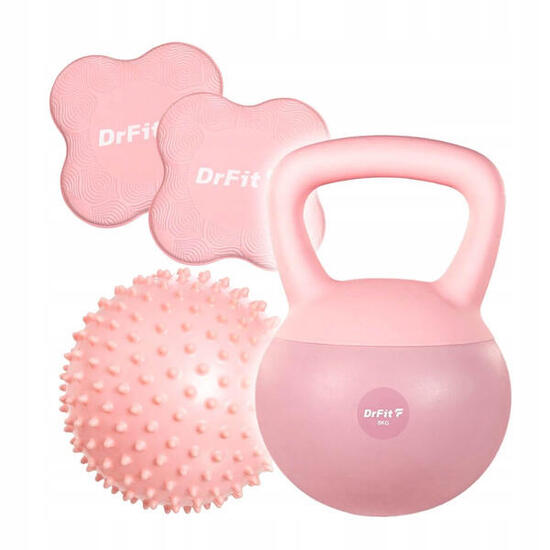Zestaw DrFit siłowy: kettlebell 8 kg, podkładki, piłka sensoryczna
